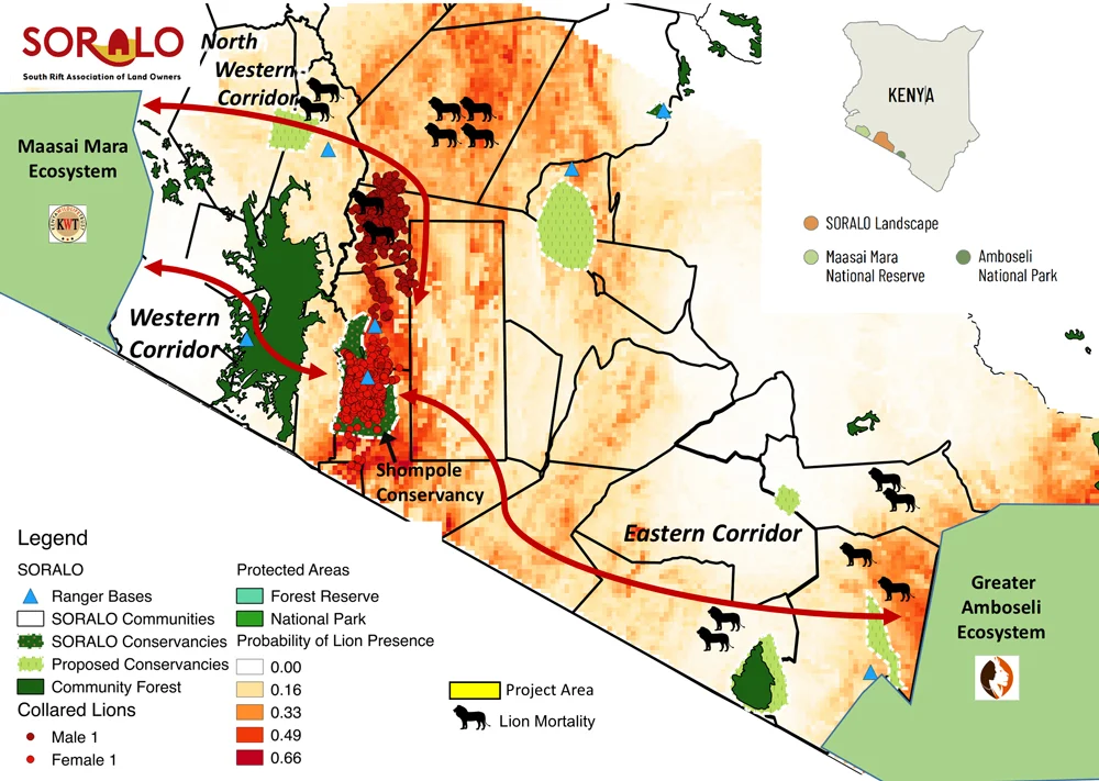 Map: The SORALO landscape illustrating the various potential linkages across the region
