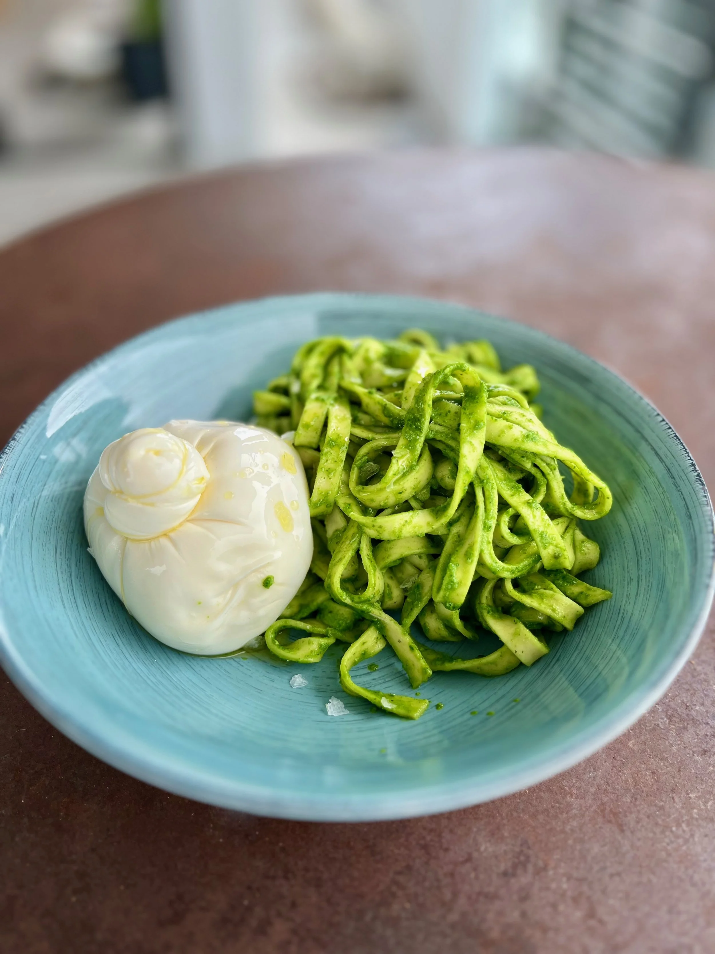 Tagliatelle with green sauce &amp; buratta