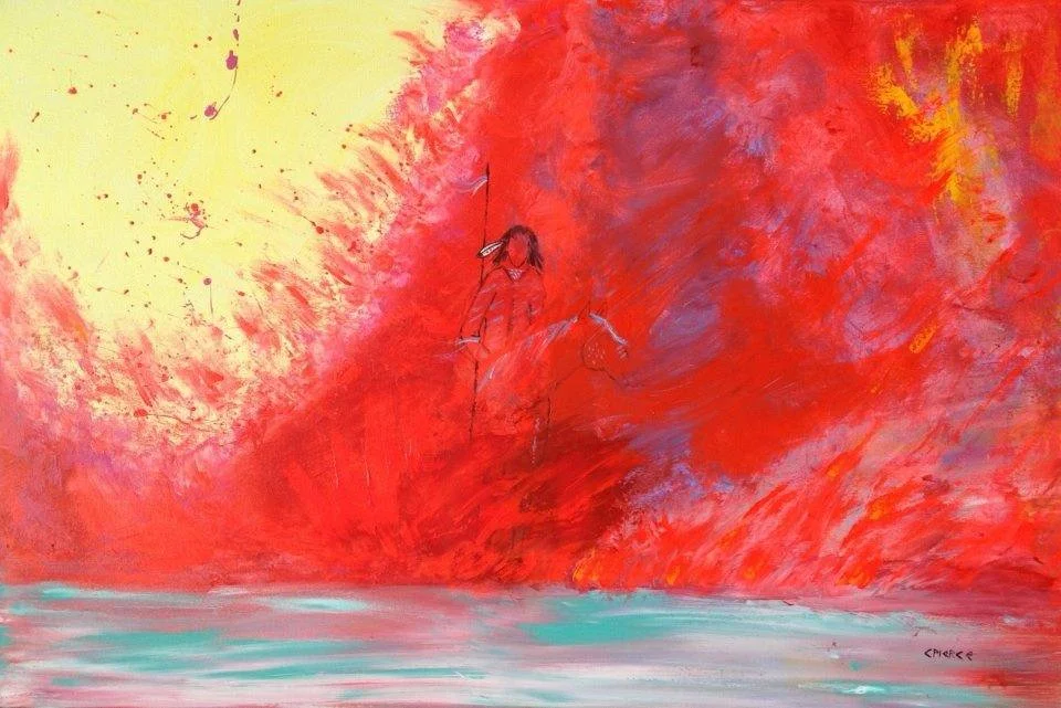 "Distant Rider Fire Lake"
