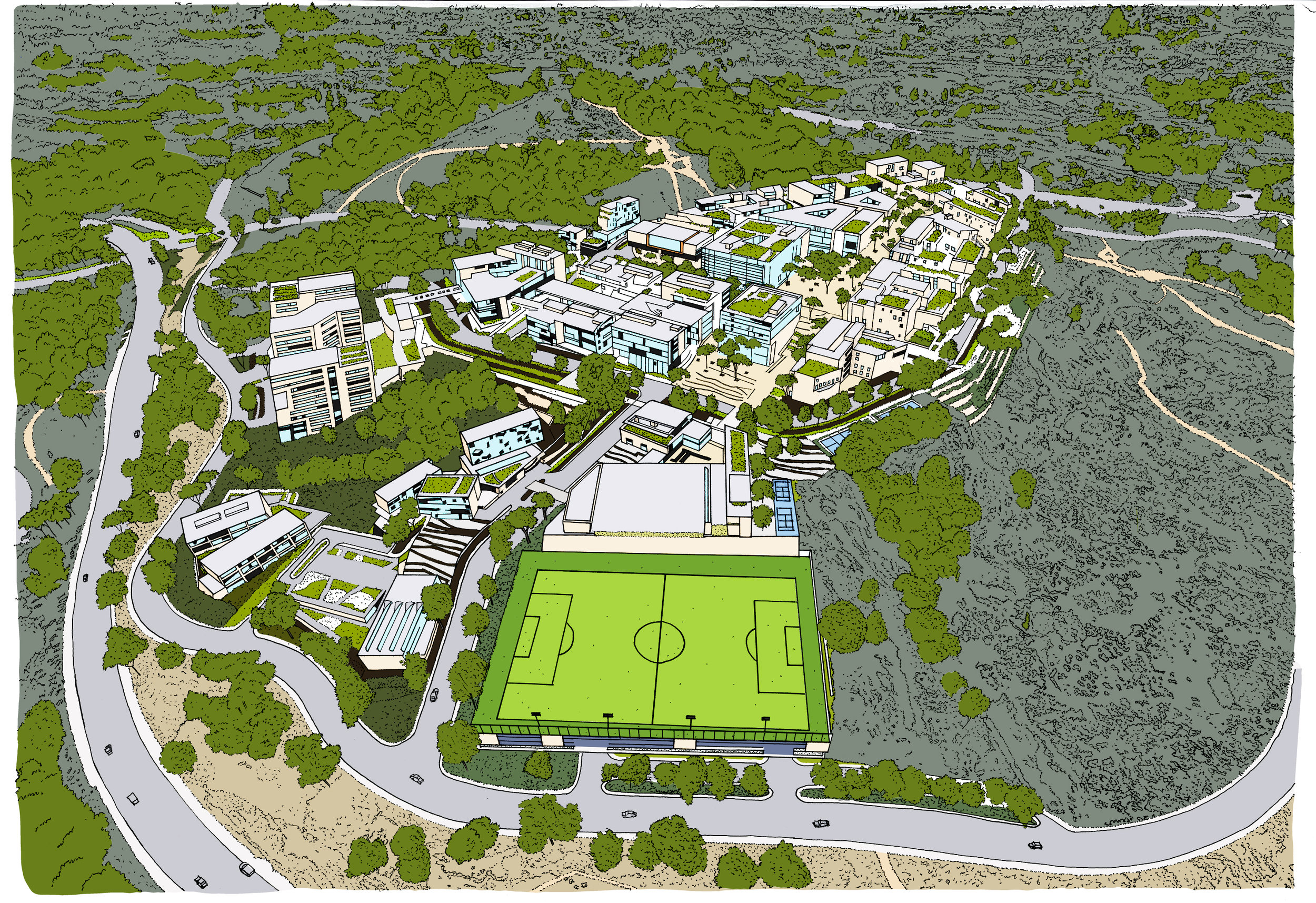 Universidad Panamericana Bosque Real Campus - Aerial Illustration