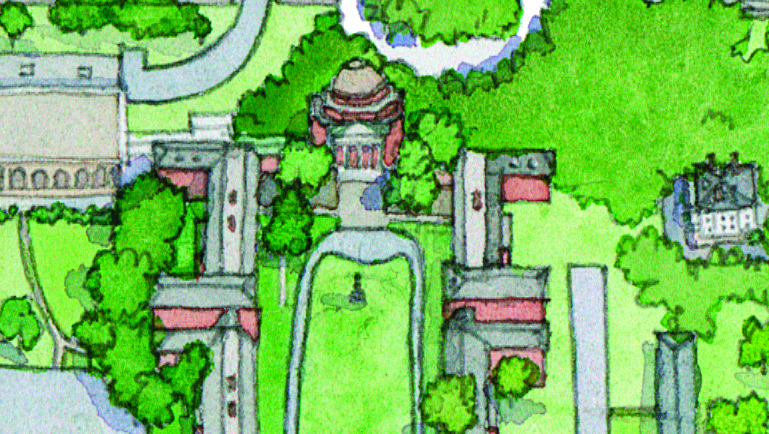 Duke University East Campus - Aerial Illustration