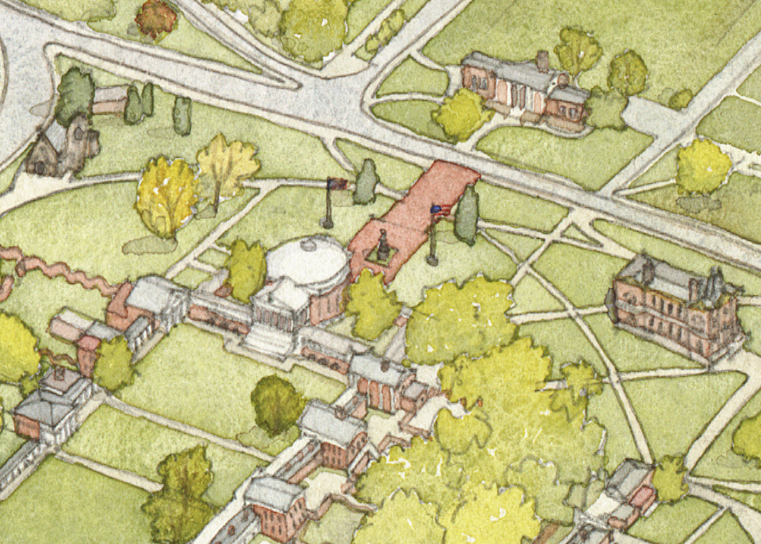 University of Virginia Rotunda - Aerial Illustration