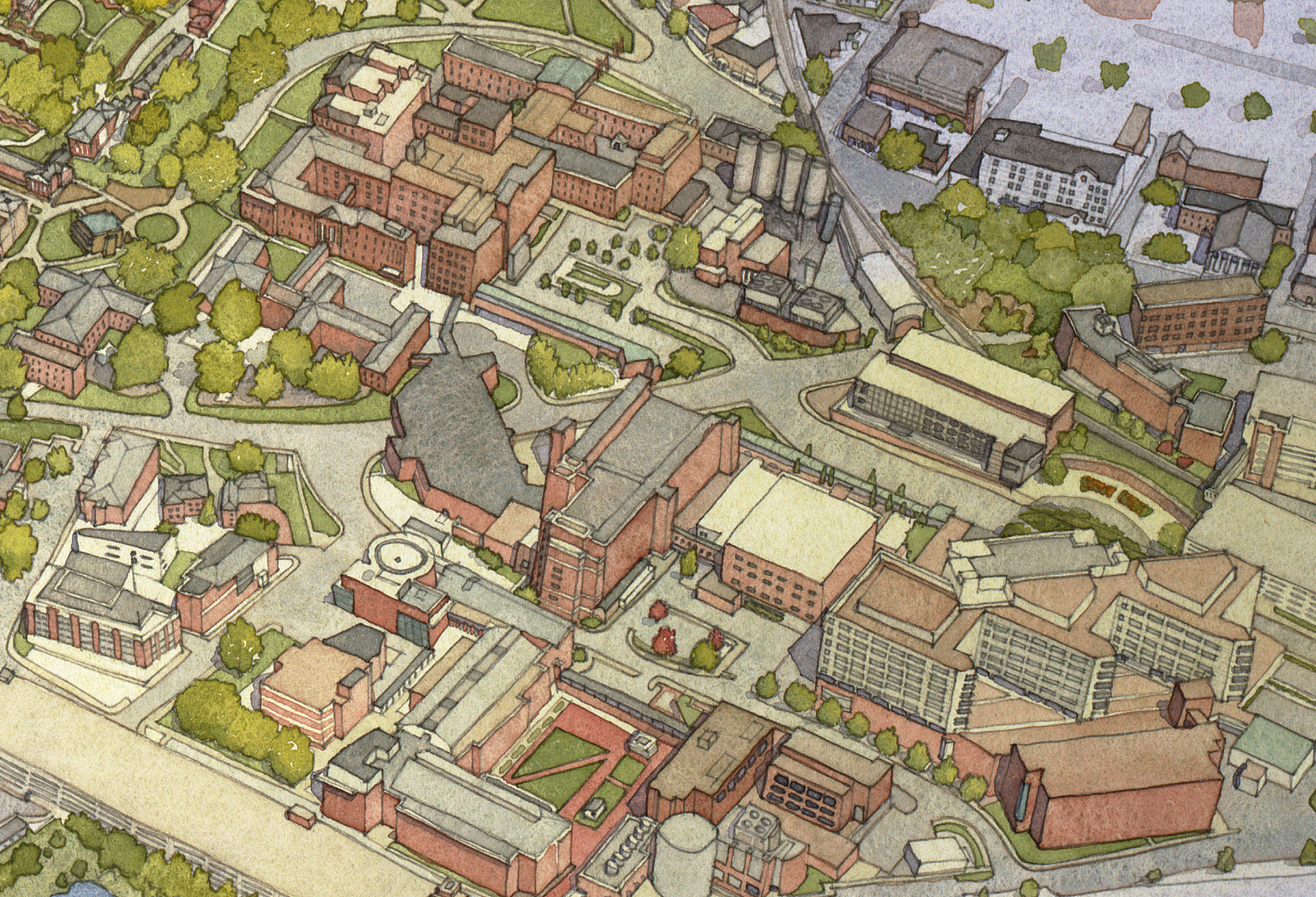 University of Virginia Medical Campus - Aerial Illustration