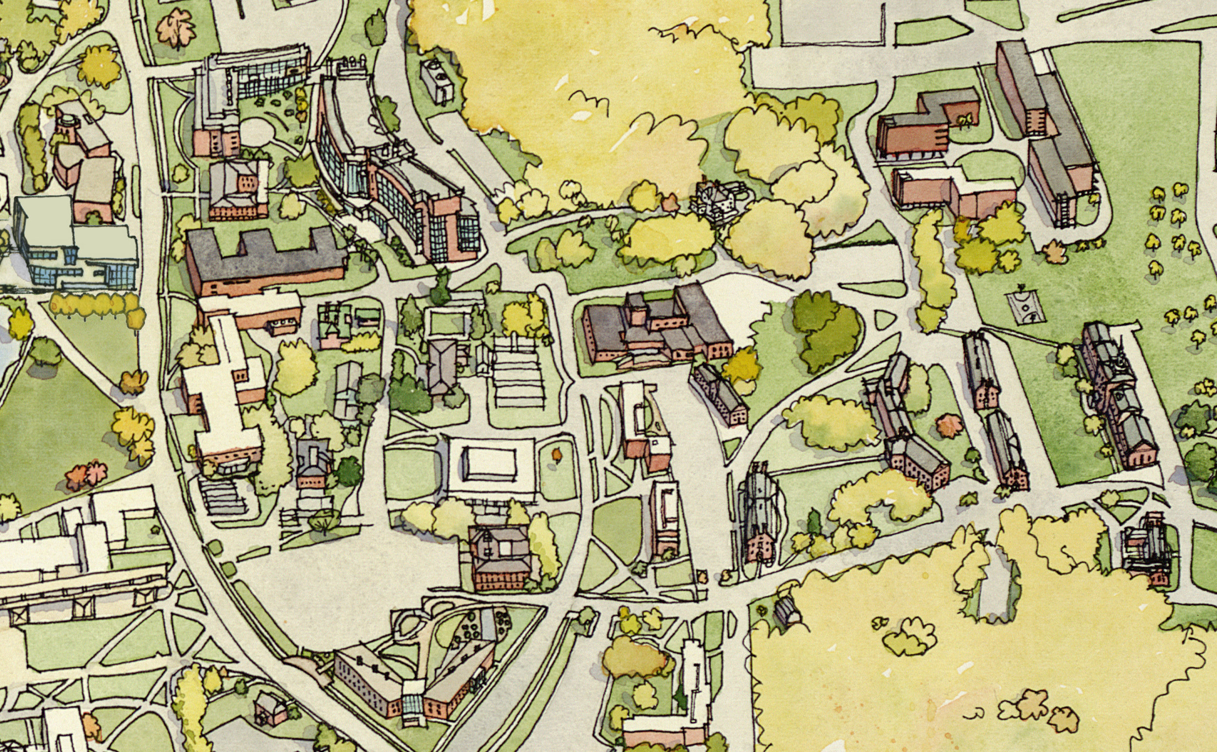 University of Massachusetts Amherst - Aerial Illustration
