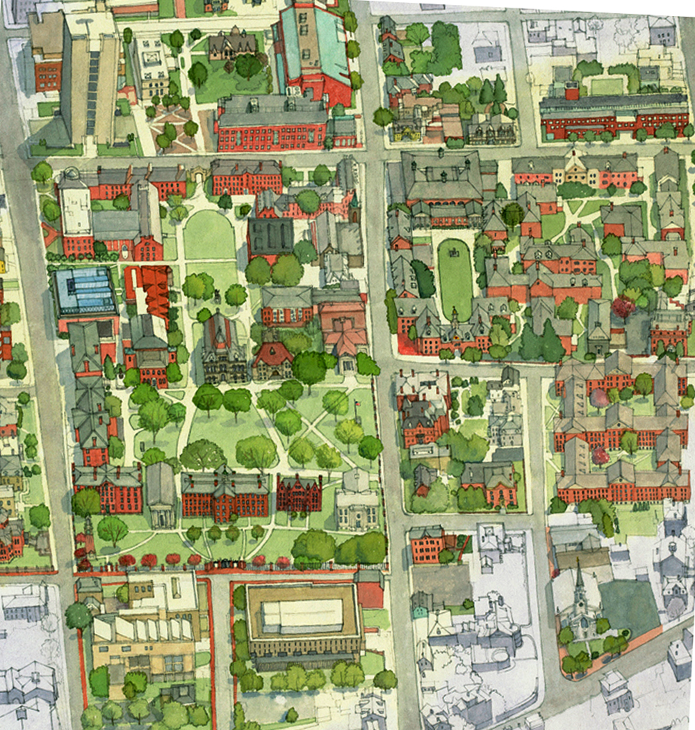 Brown University Main Campus - Aerial Illustration