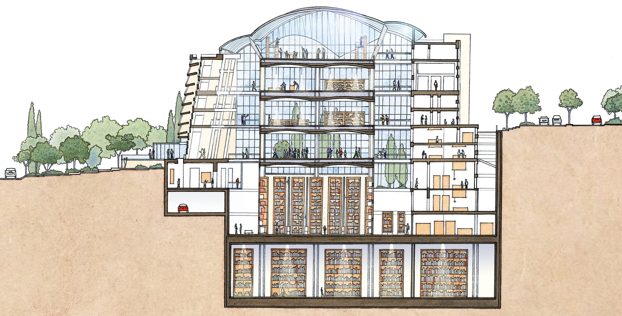 Library of Israel - Building Section