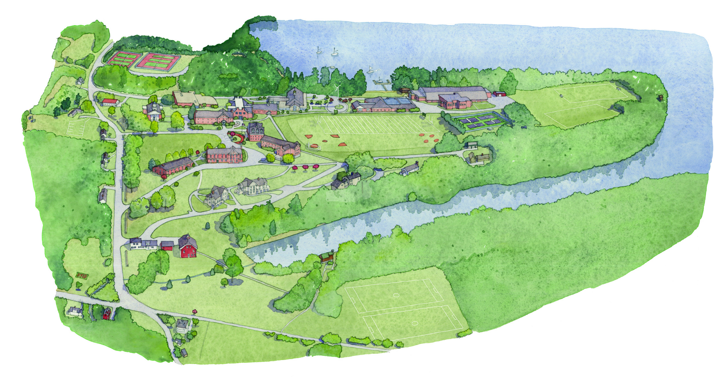 Cardigan Mountain School - Aerial Illustration
