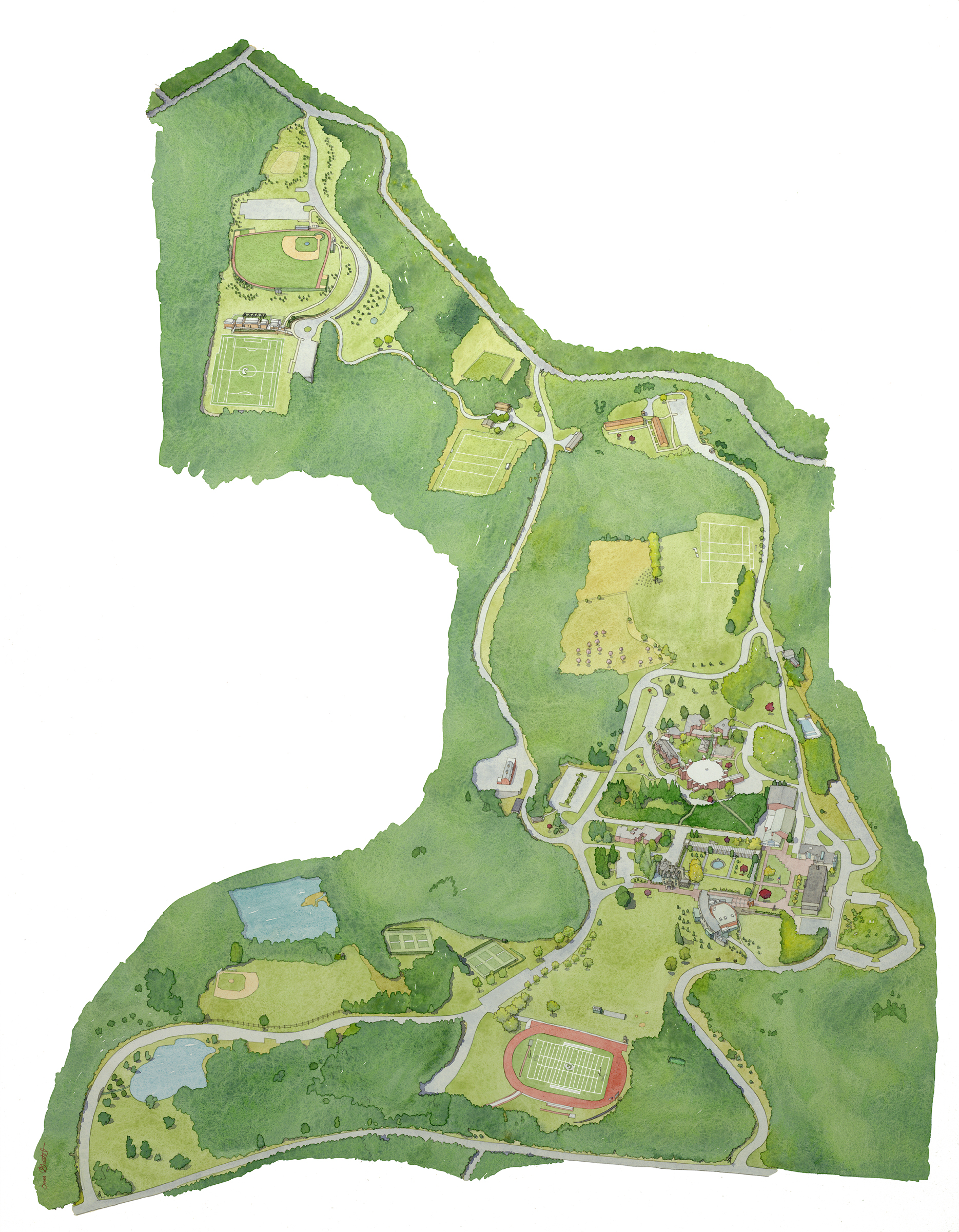 The Delbarton School - Aerial Illustration