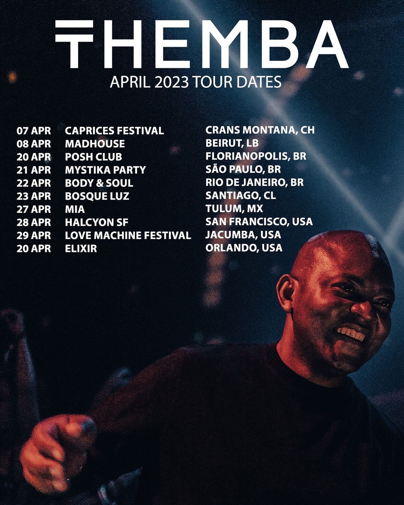 Sliding into the second half of April with a run in Brazil, Chile, Mexico and the USA 🇧🇷🇨🇱🇲🇽🇺🇸 See you on the dance floor&hellip; 

#WhereIsTHEMBA