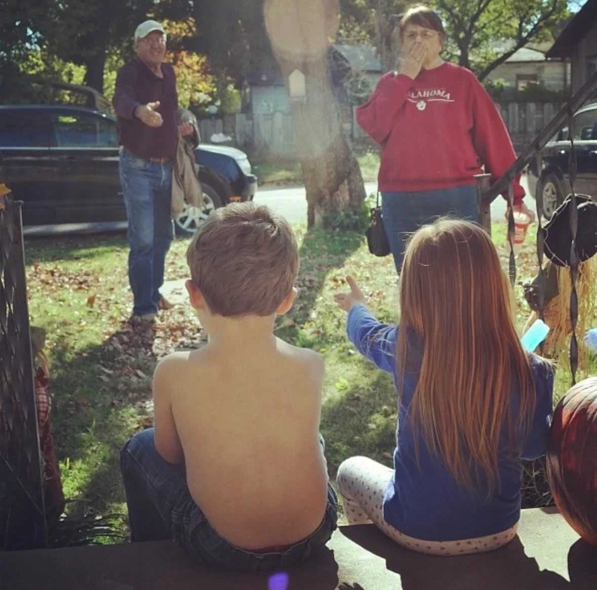 Twelve years ago today. &hearts;️ Cash and Gavi, blowing Mamaw and Papa goodbye kisses from our porch.