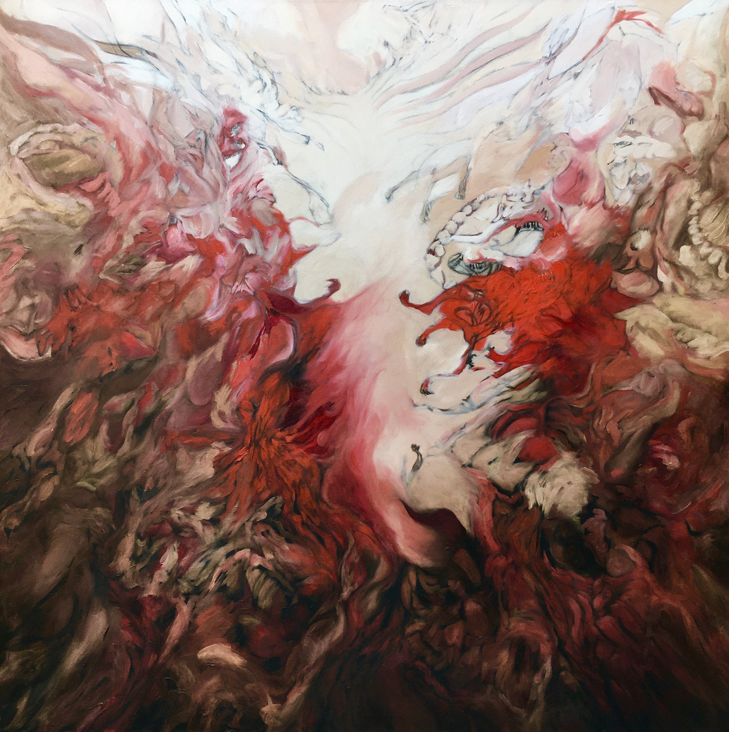 ASCENT, 2020, OIL AND CHARCOAL ON CANVAS, 160 X 160 CM