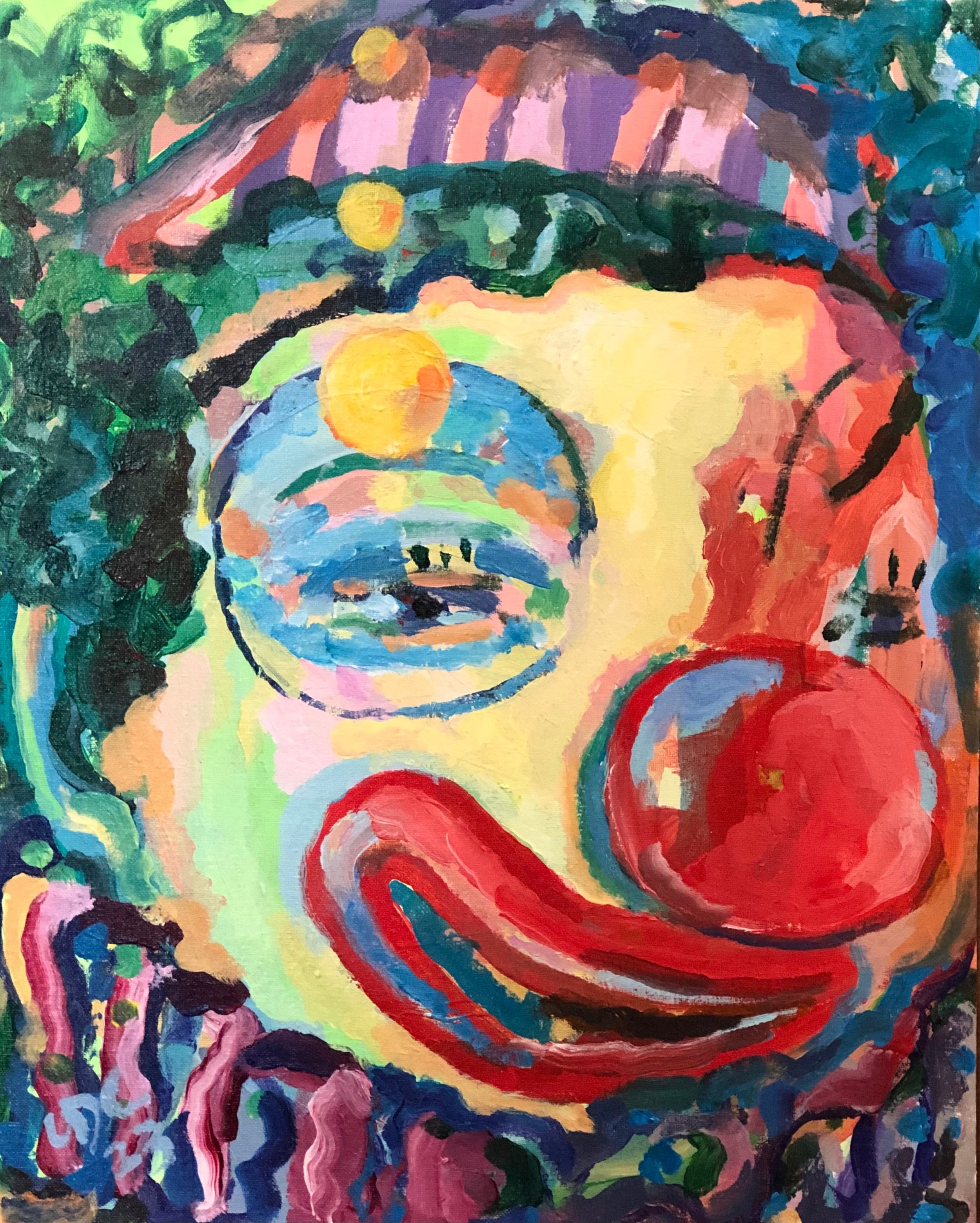 In his head