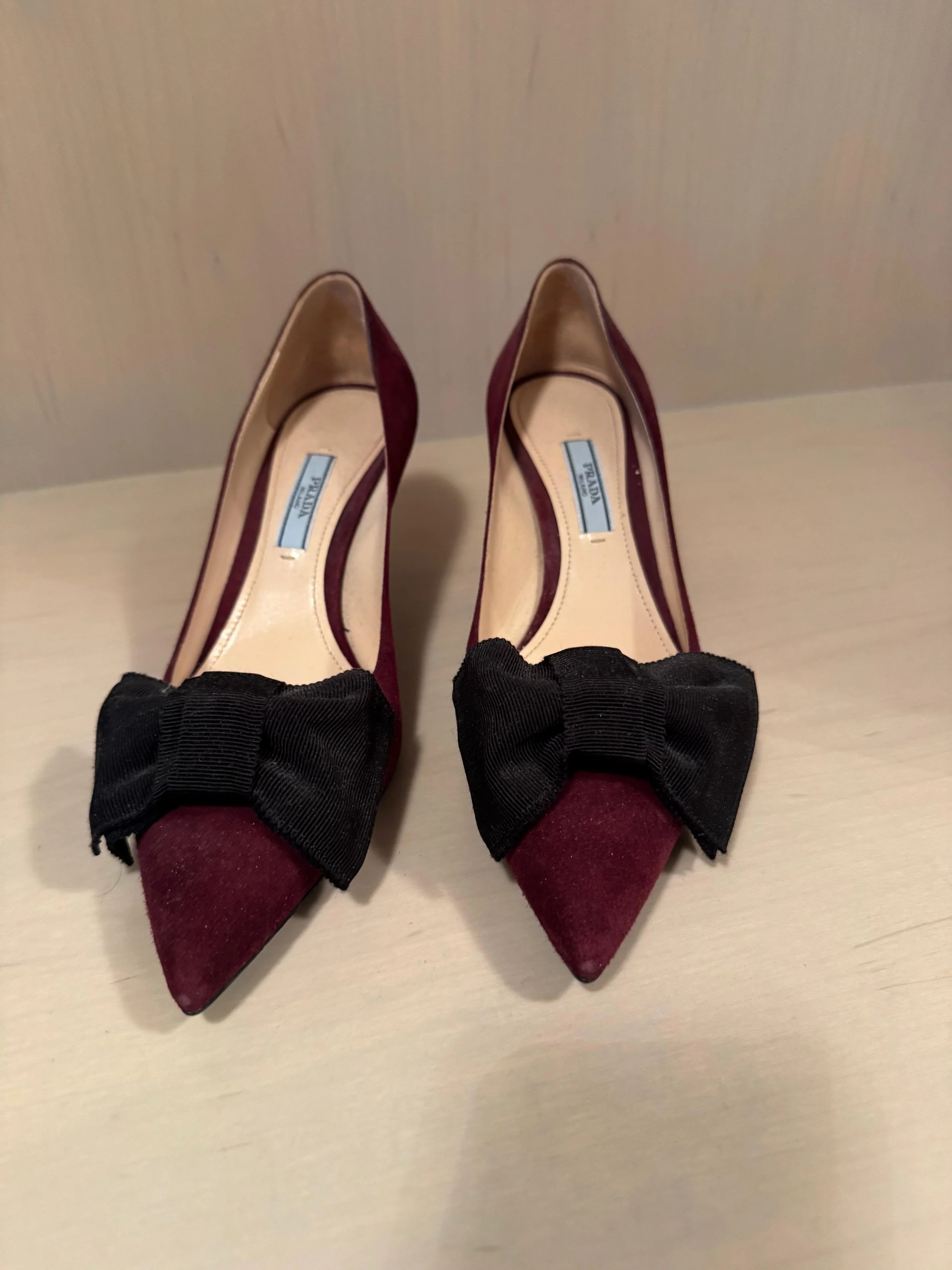 Prada Suede Bow Heels