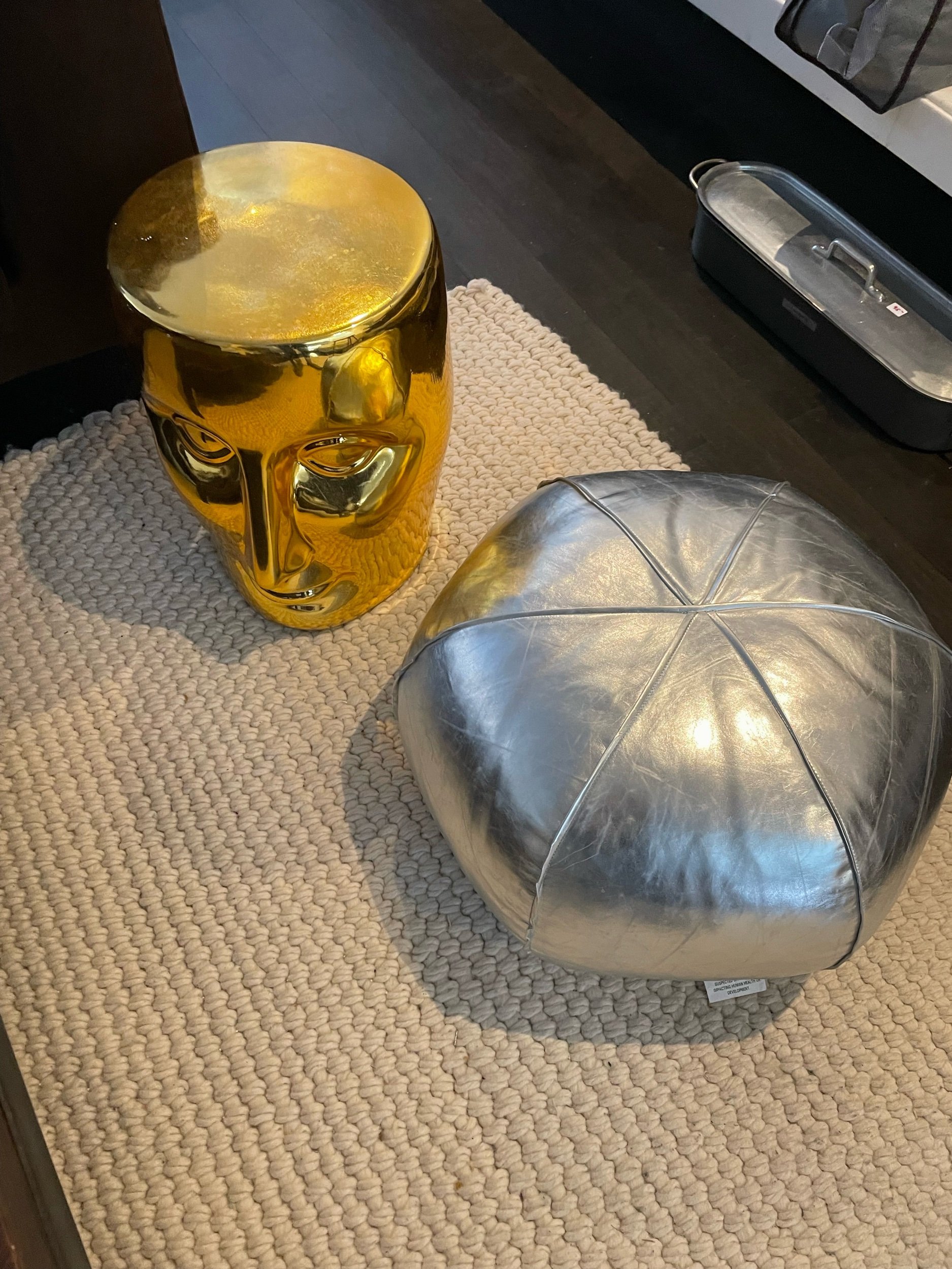 Philippe Starck Table & CB2 Pouf Ottoman