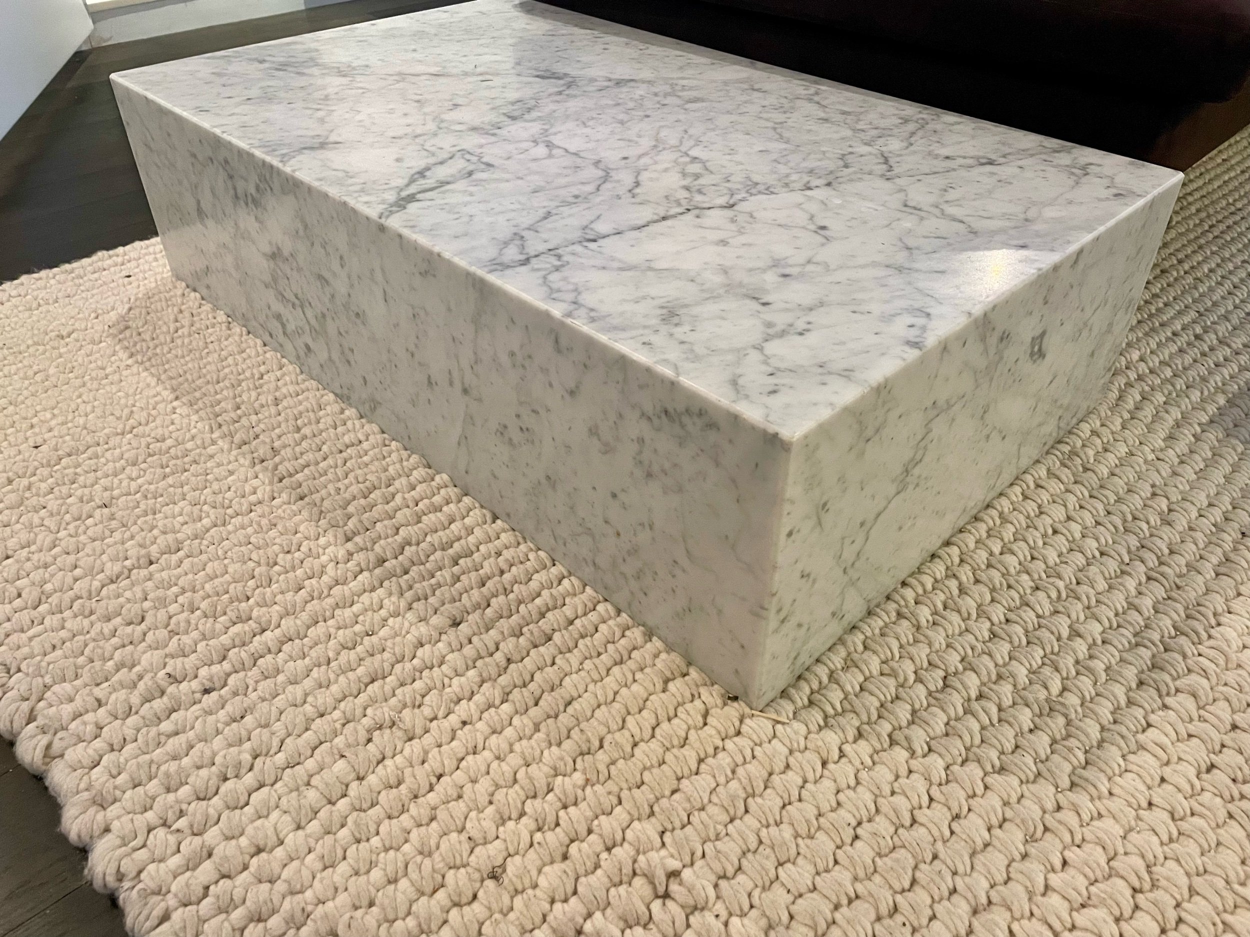 Design Within Reach Marble Plinth Table & DWR Cable Knit Carpet