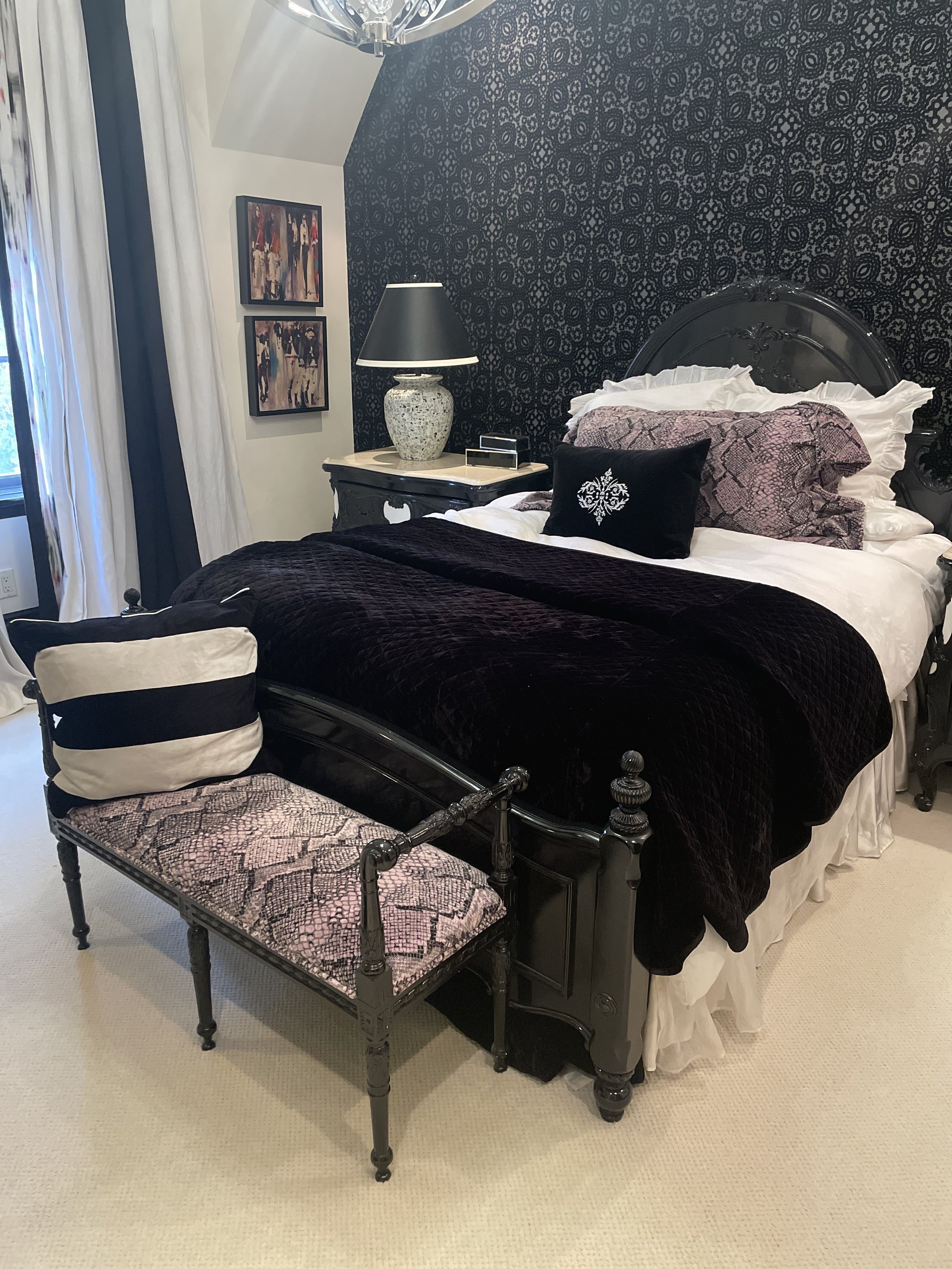 Large Custom Black Bench