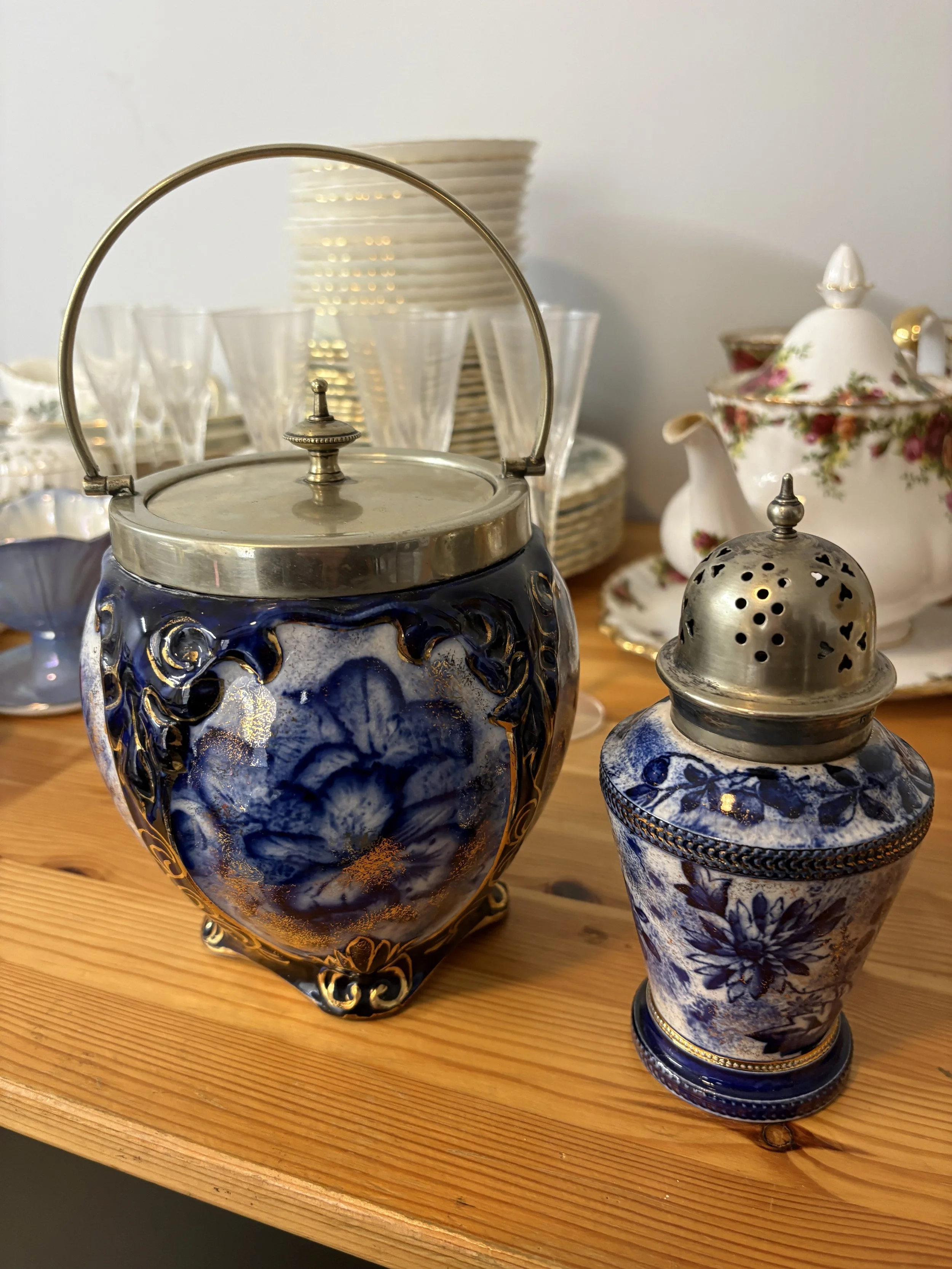 Elegant Silver-Topped Porcelain Décor Piece