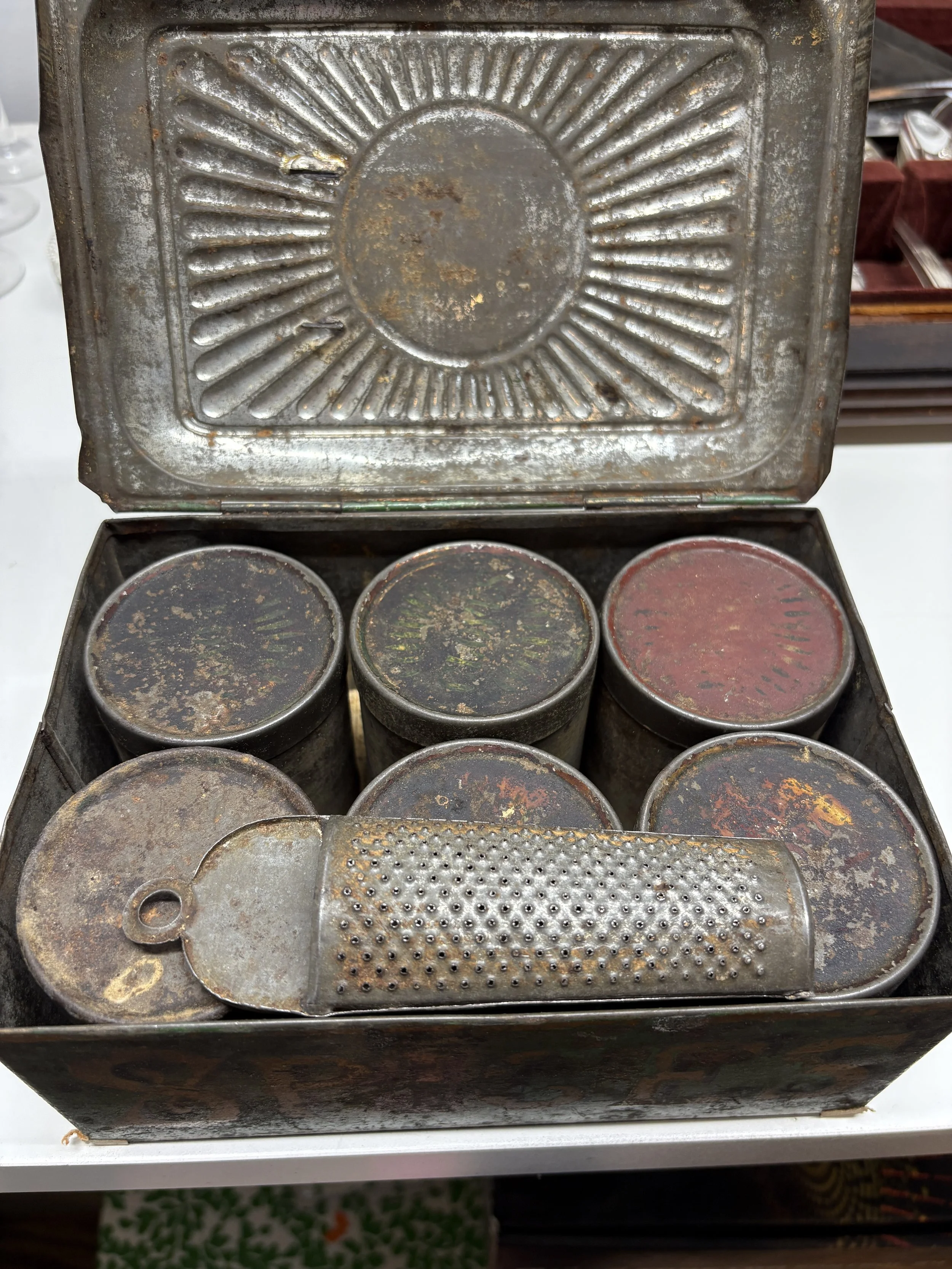 Vintage Spice Set with Grated Tin Lid