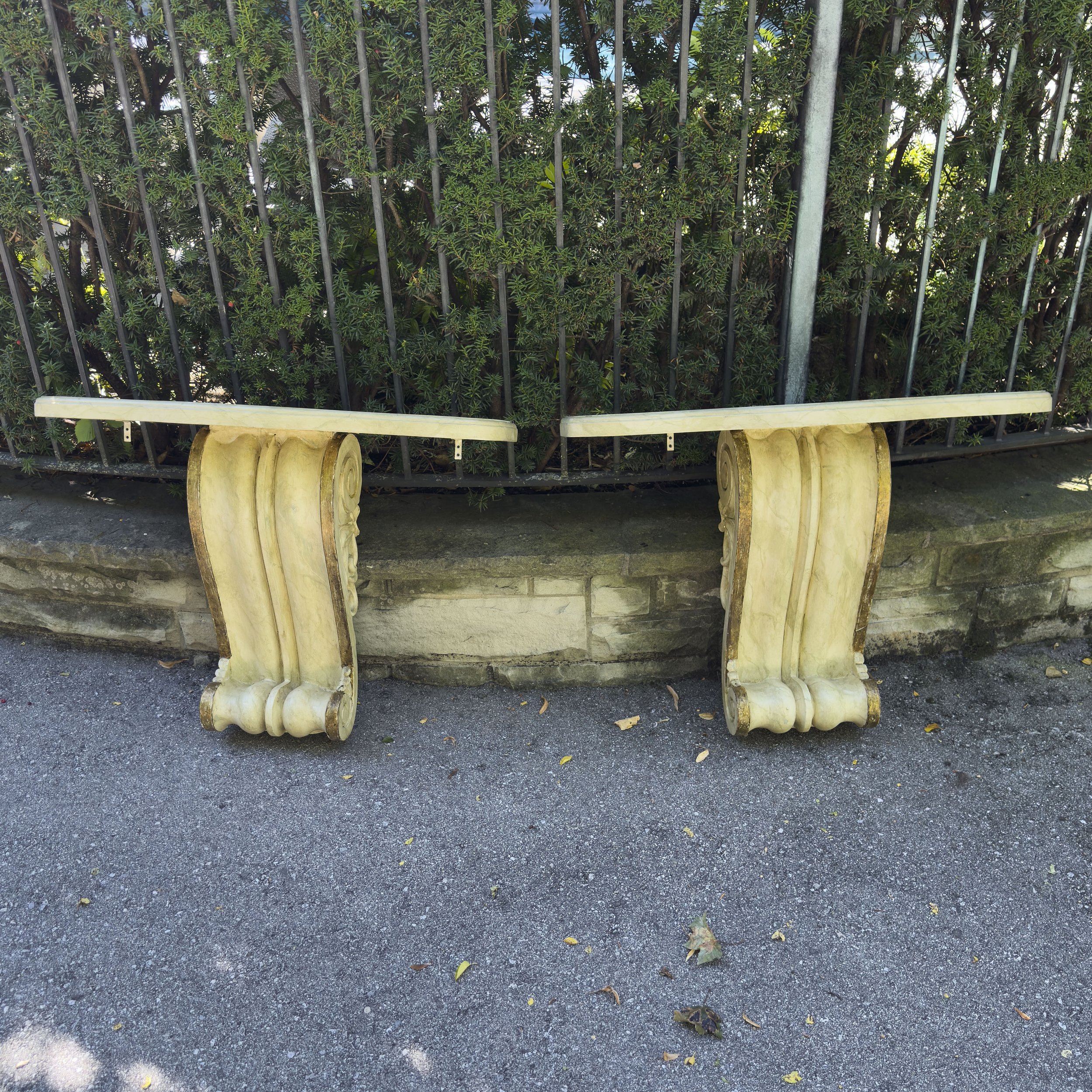 A Pair of Marble Top Accent Tables