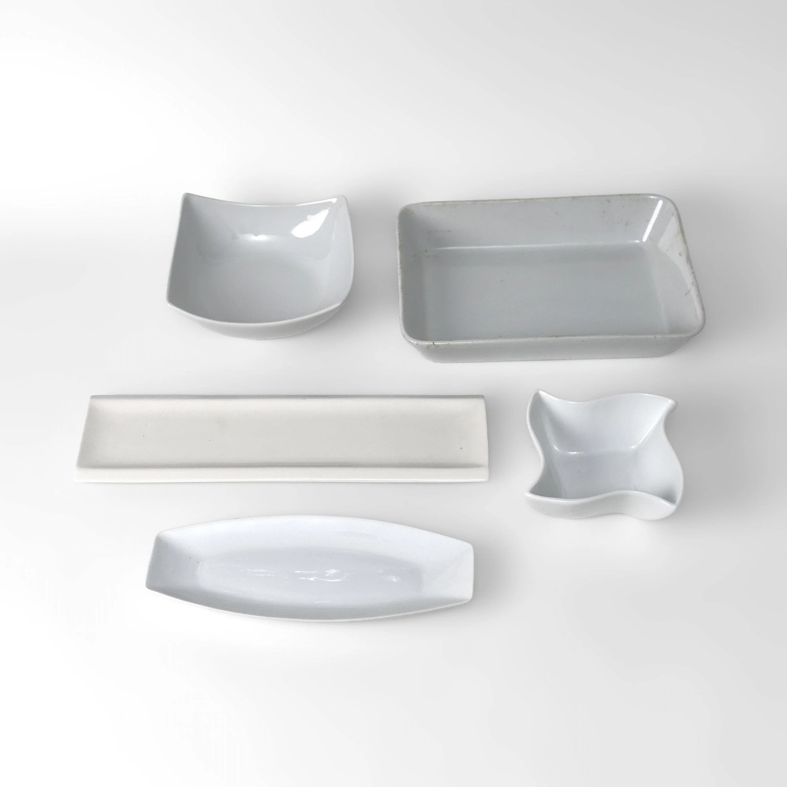 5 Piece Set of White Porcelain Dishes