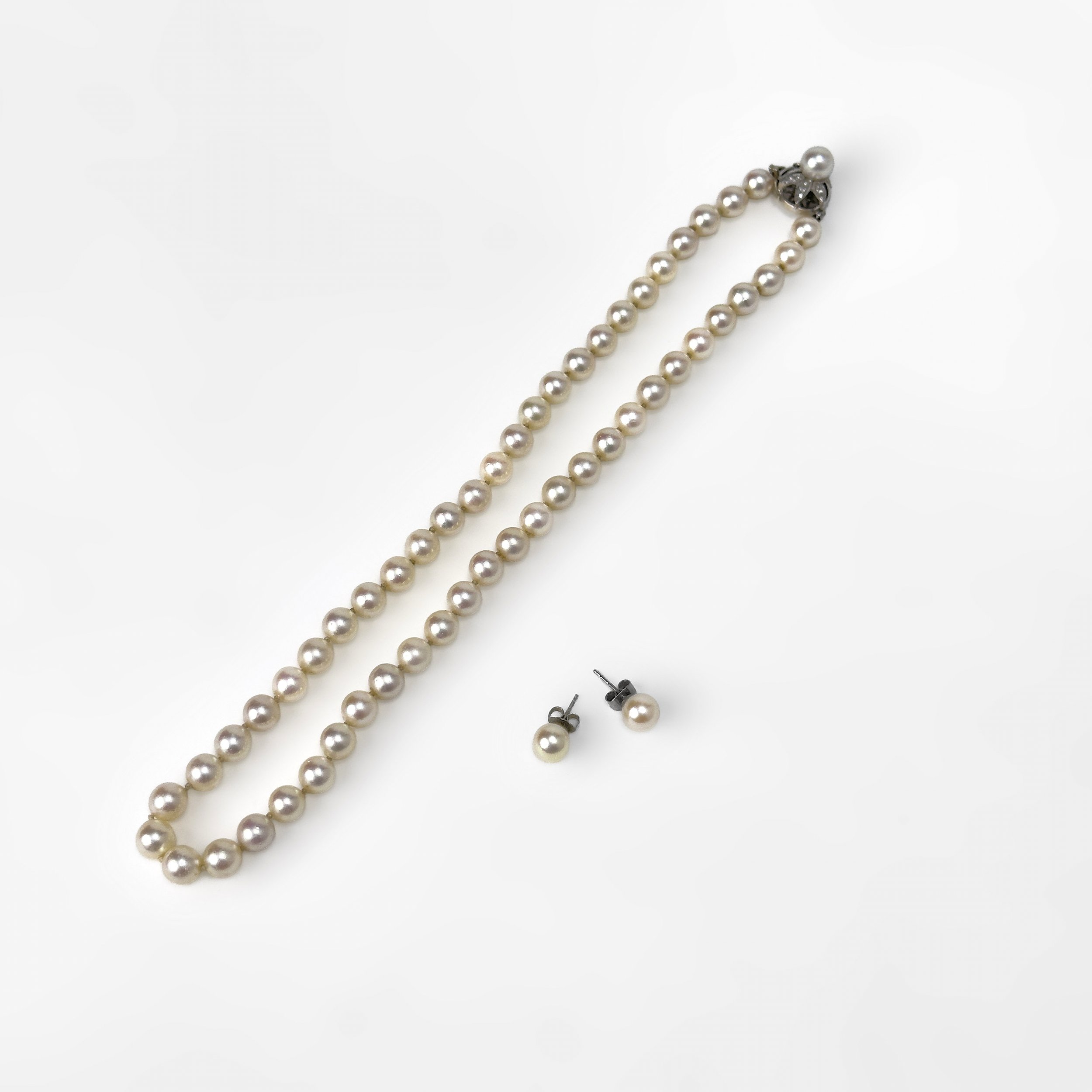 Faux Pearl Necklace and Earrings Set