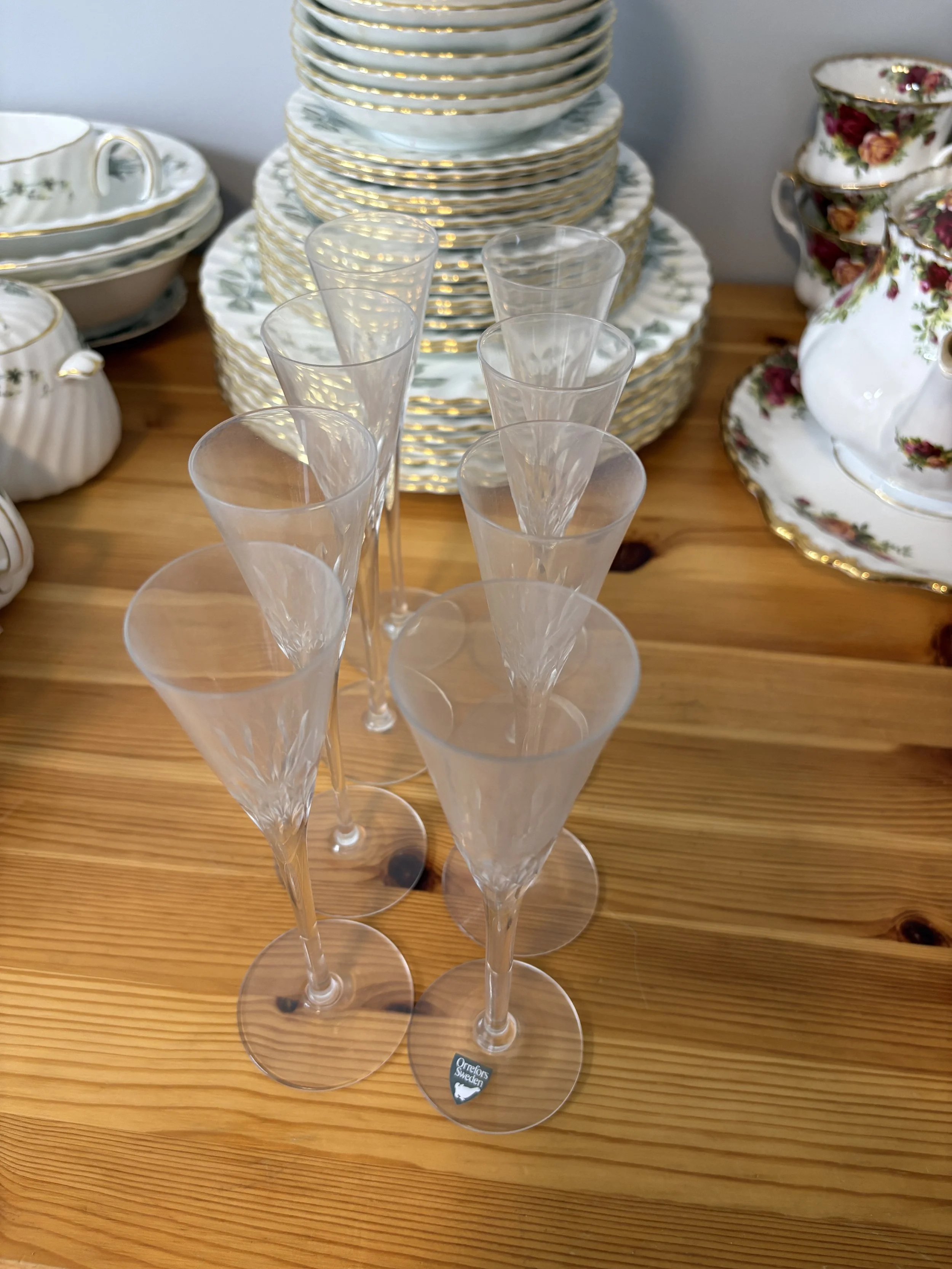 Orrefors Etched Glass Cups