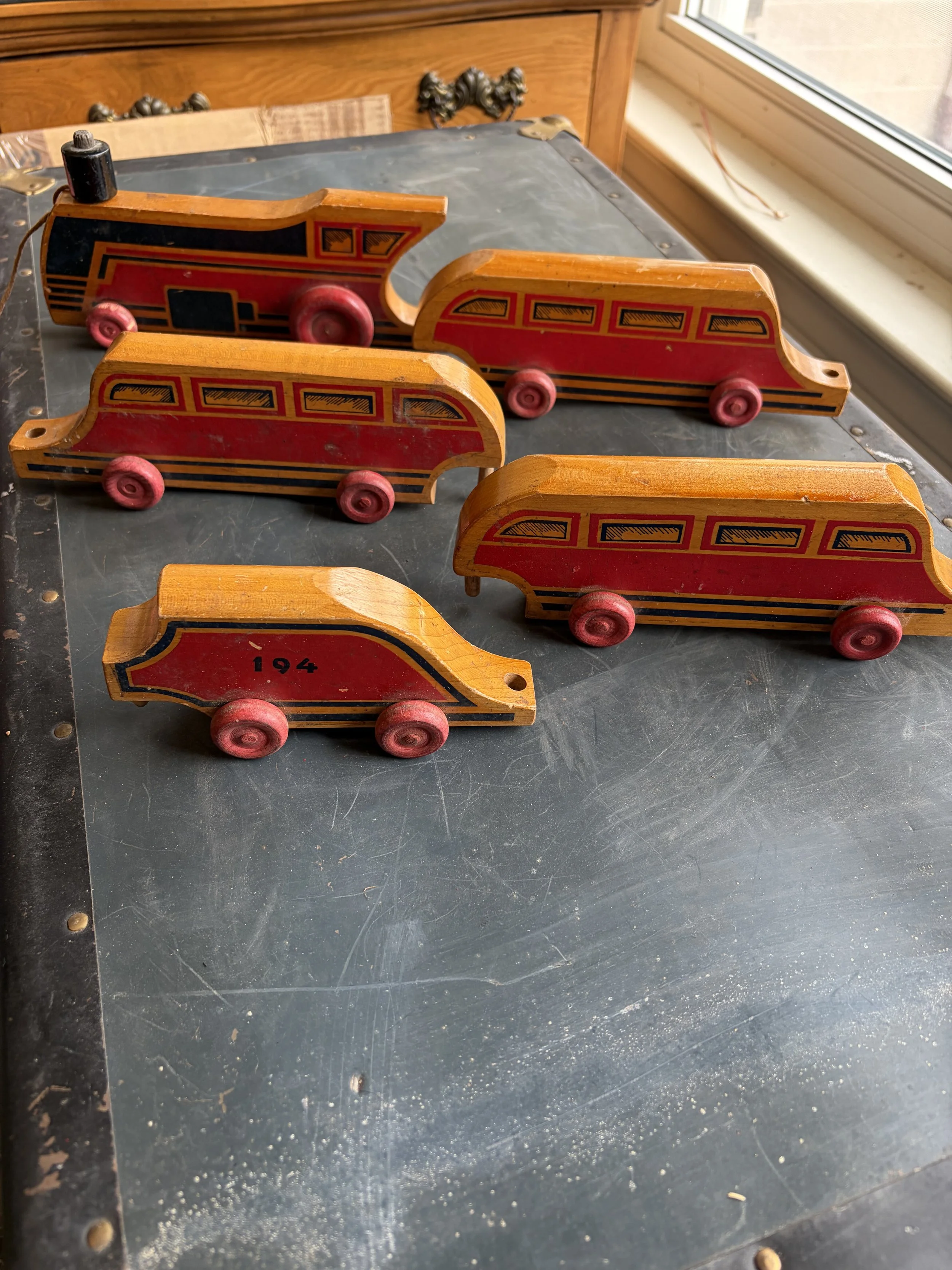 Vintage Wooden Toy Train Set