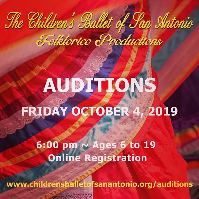 The Children&rsquo;s Ballet of San Antonio is seeking talented Folklorico dancers ages 6 to 19! Dancer&rsquo;s in CBSA&rsquo;s new Folklorico Productions will have the opportunity to perform in many events and performances throughout the city, includ