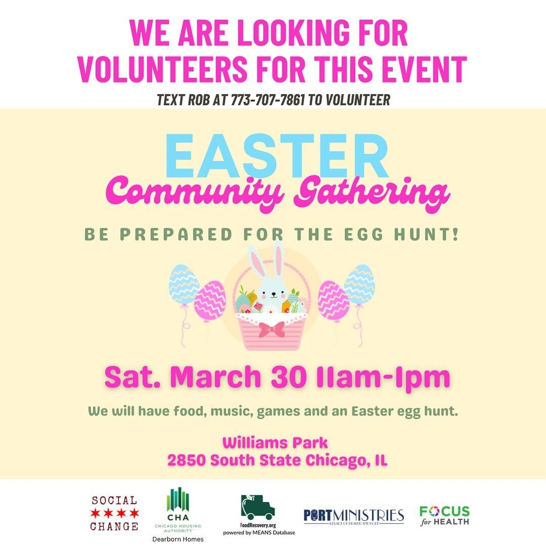 🐣If you are available next weekend Sat. 3/30 to volunteer a few hours for a community Easter Gathering please DM us or @amore.muse to volunteer 🙏🏽 also everyone is welcome to this community event! See you next weekend 😊🐰