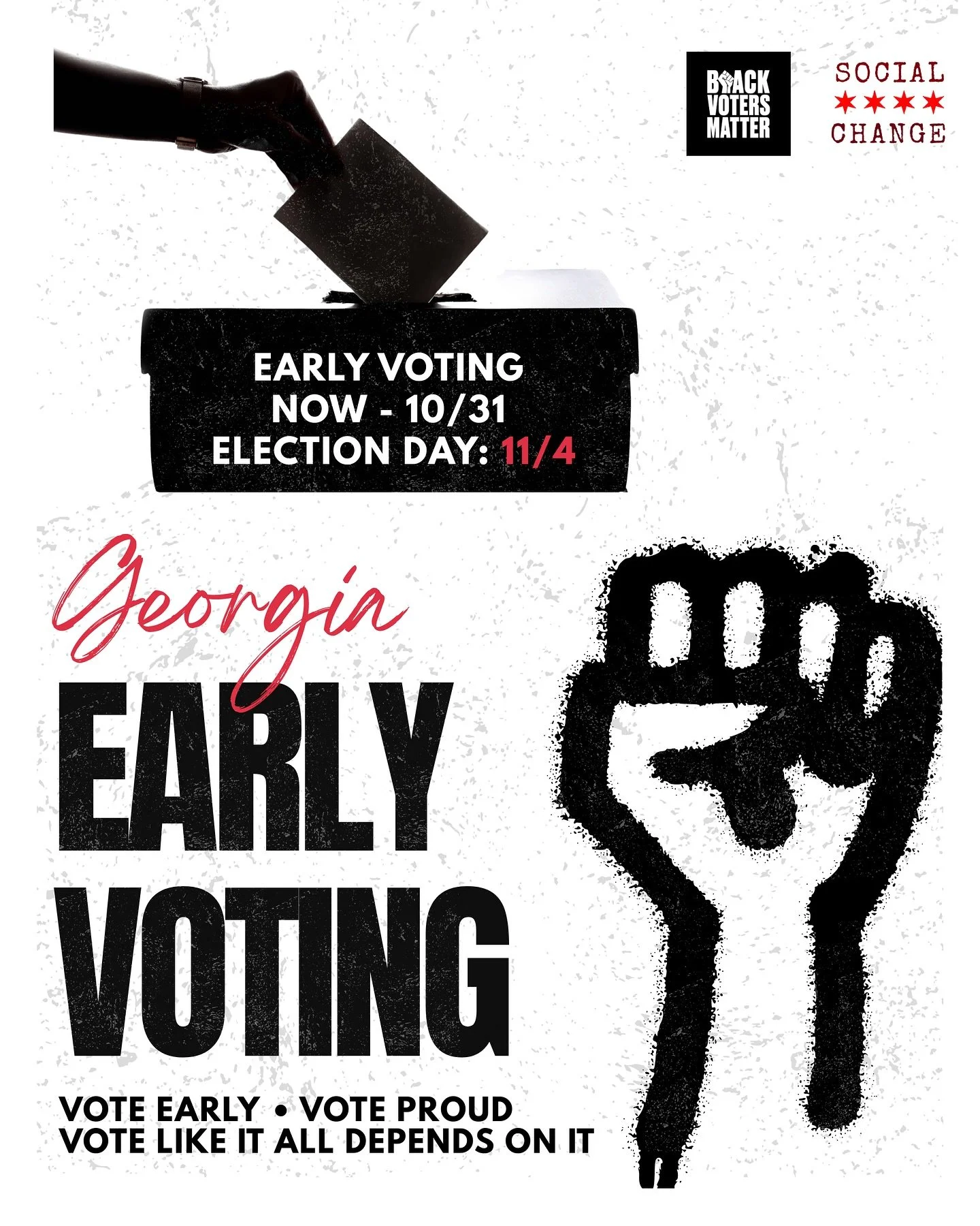 ‼️Early voting is happening NOW through October 31. 

✊🏽You CANNOT sit this one out. 

🗳️ Whether or not our votes count is on the ballot. 

🗳️ Whether or not our due process constitutional rights are going to be protected is on the ballot. 

🗳️ 