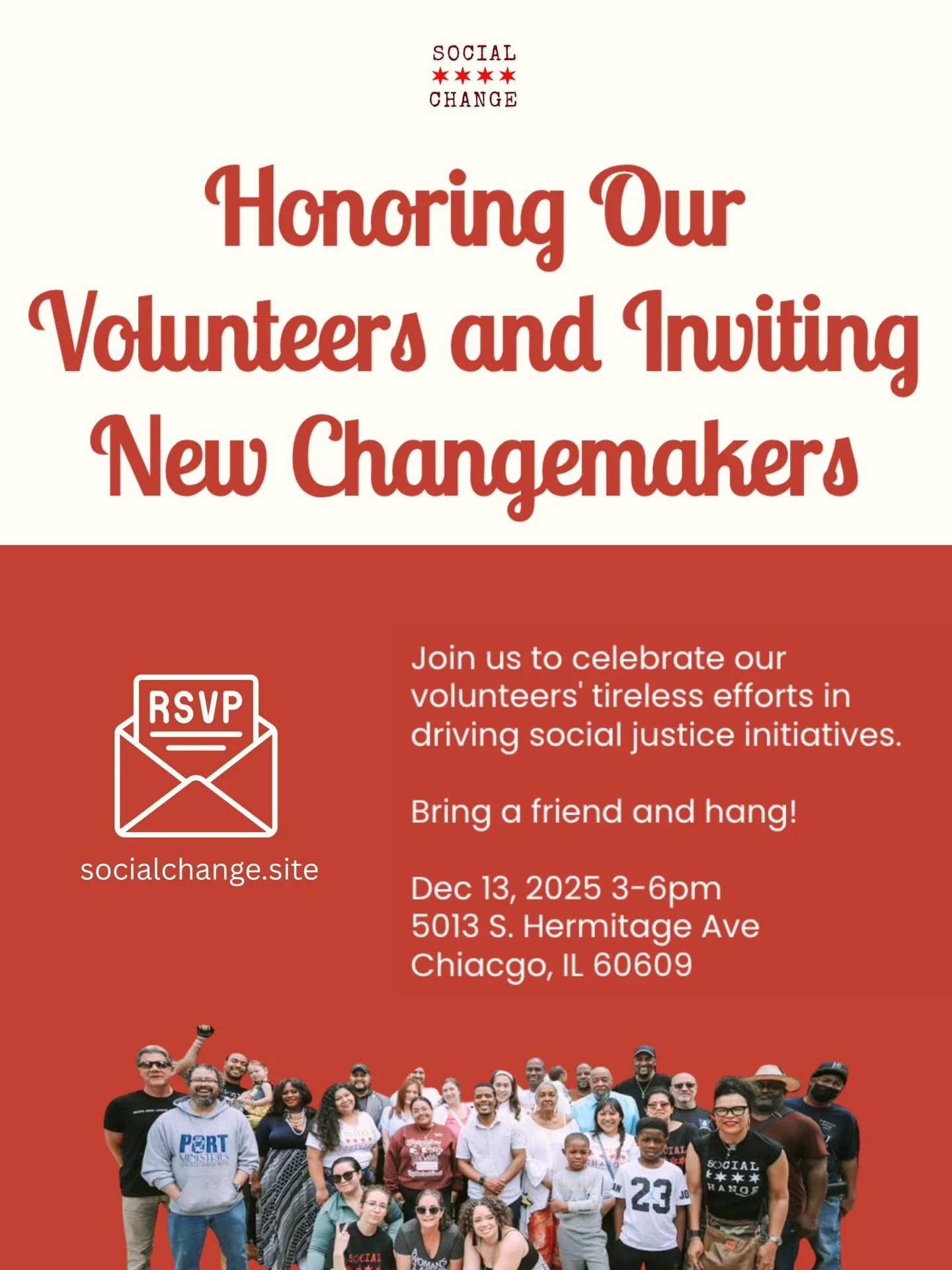 🎉Honoring the people who show up for our communities and welcoming everyone who feels called to make a difference. 

This is a perfect moment to get involved and become a volunteer with Social Change. Whether you&rsquo;ve been rocking with us for ye