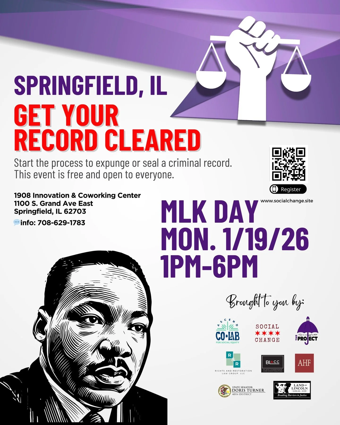 Springfield friends 💜 we&rsquo;re bringing free record clearance support to the city.

Join us for a FREE Record Clearance Event to start the process of expunging or sealing your criminal record. This event is open to everyone and there is no cost t