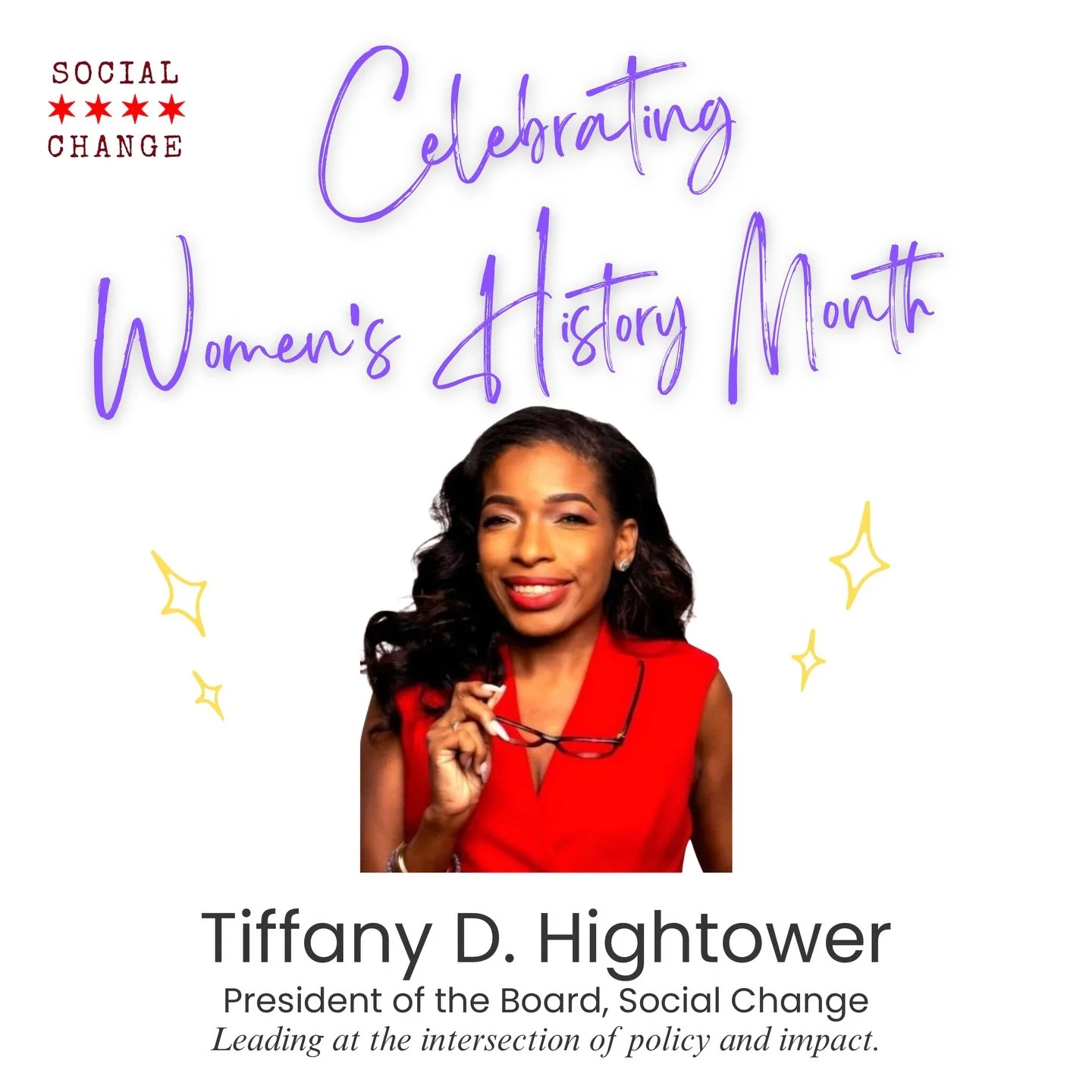 ✨Women&rsquo;s History Month Spotlight✨

Tiffany @tiffdiva1 serves as President of the Board of Directors at Social Change.

She brings executive leadership experience across both nonprofit and public policy spaces, currently serving as Chief Executi