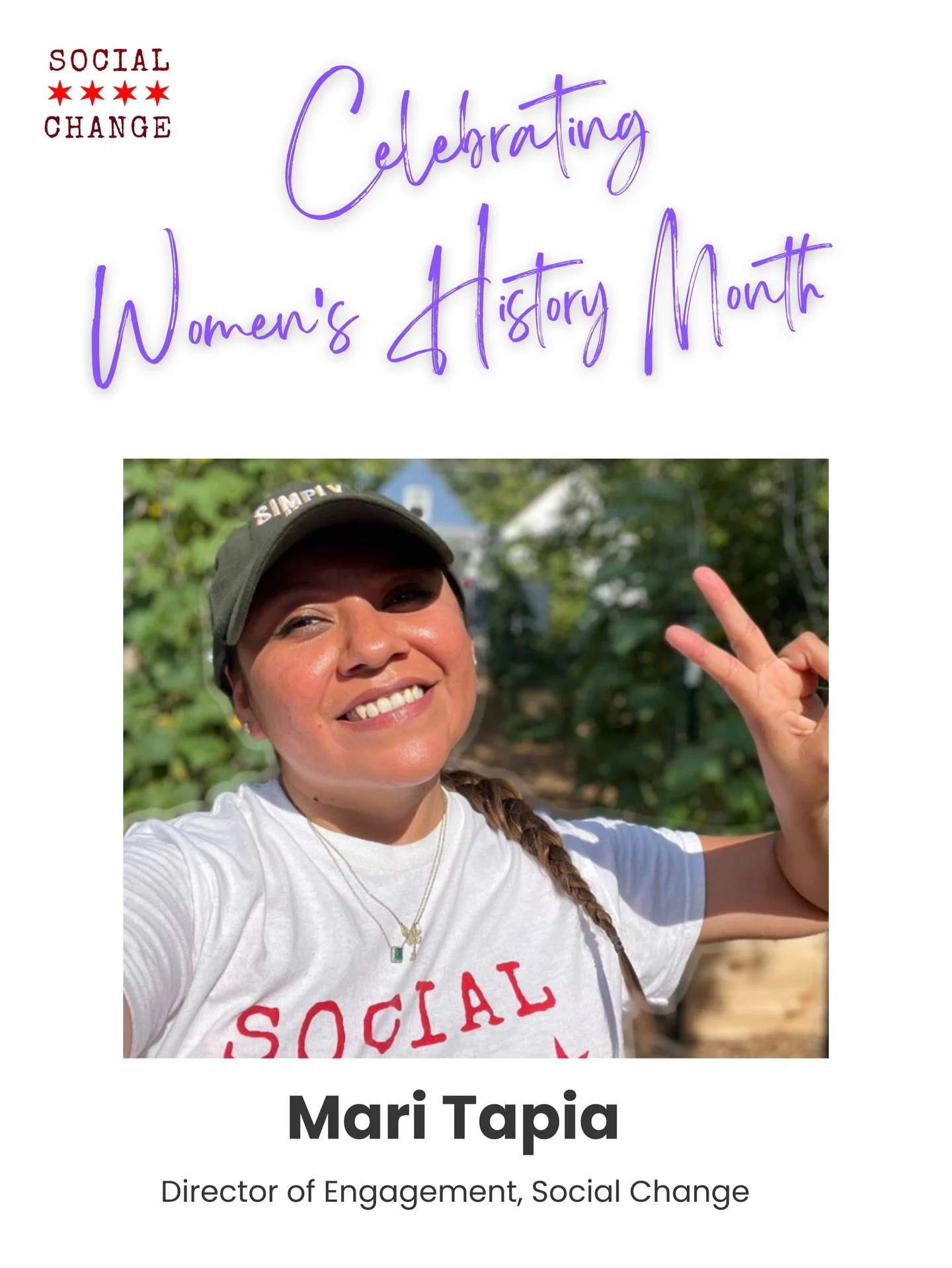 ✨Spotlighting Mari @only1maribody this Women&rsquo;s History Month ✨

Meet Maricela Tapia, our Director of Engagement at Social Change. Mari has been with us since 2020 and has been instrumental in building strong, meaningful connections between our 