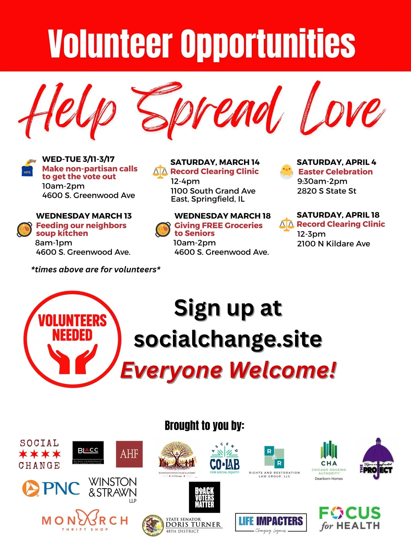 Volunteer with us! Signup up at socialchange.site

#chicago #volunteer #socialchange