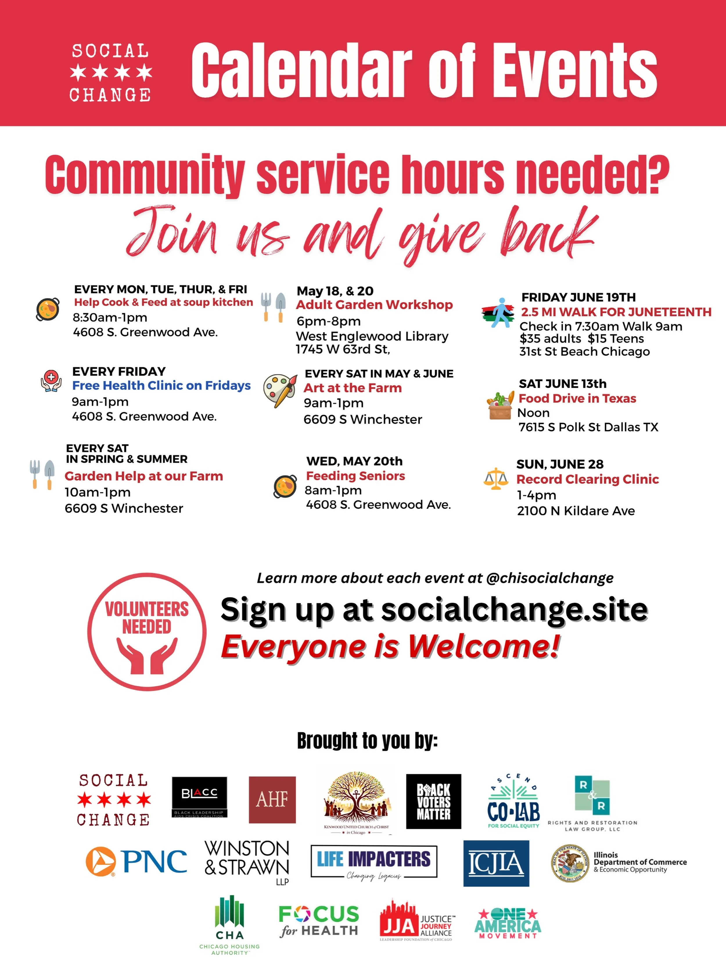 Spring Events and volunteer opportunities ☺️🫶💕🙏

#socialchange #community #volunteer #chicago #love
