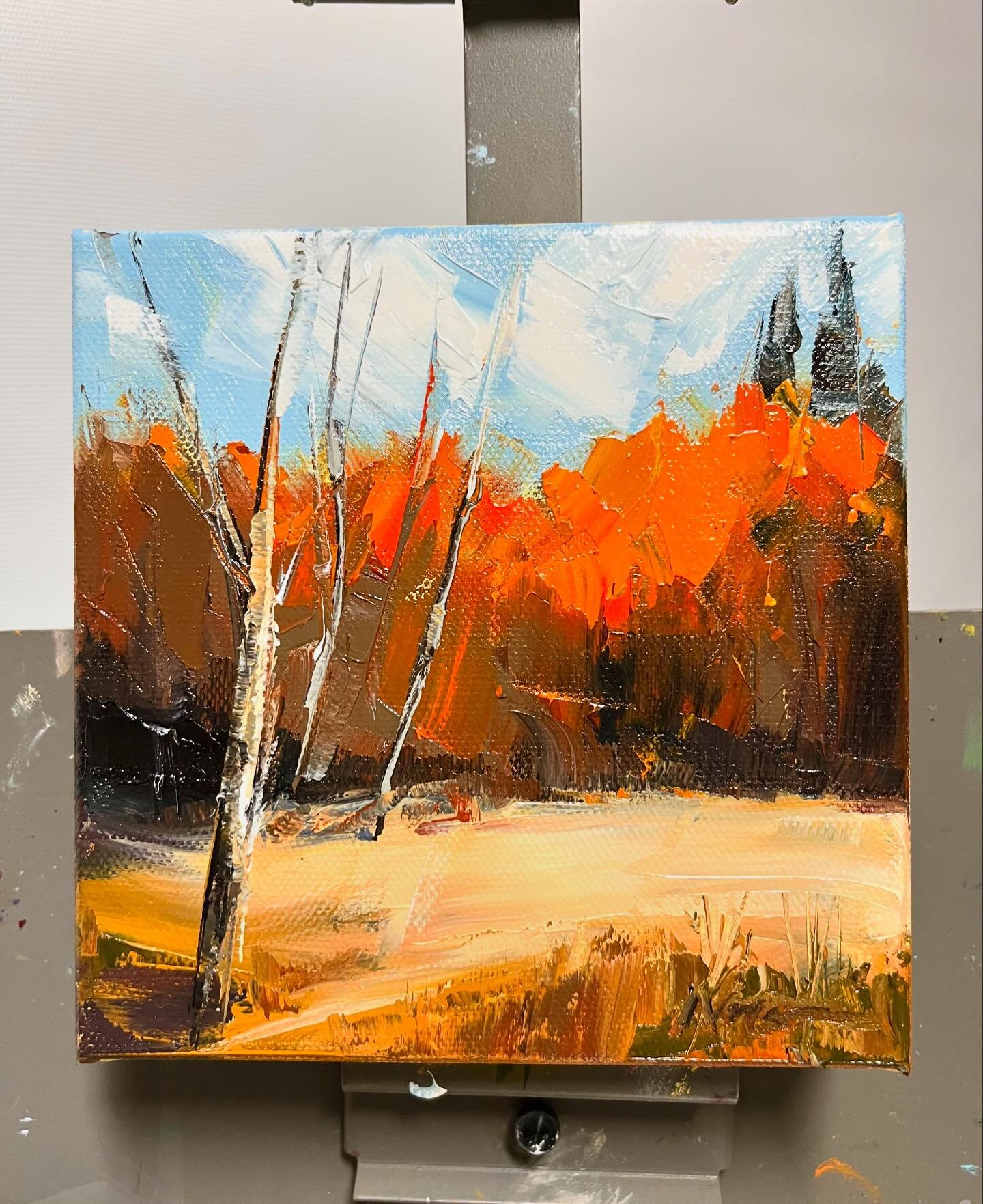 &ldquo;Mid November&rdquo; in oil. #falltheme #fallcolors #fallpainting #landscapepaintingnow #artgallerys
