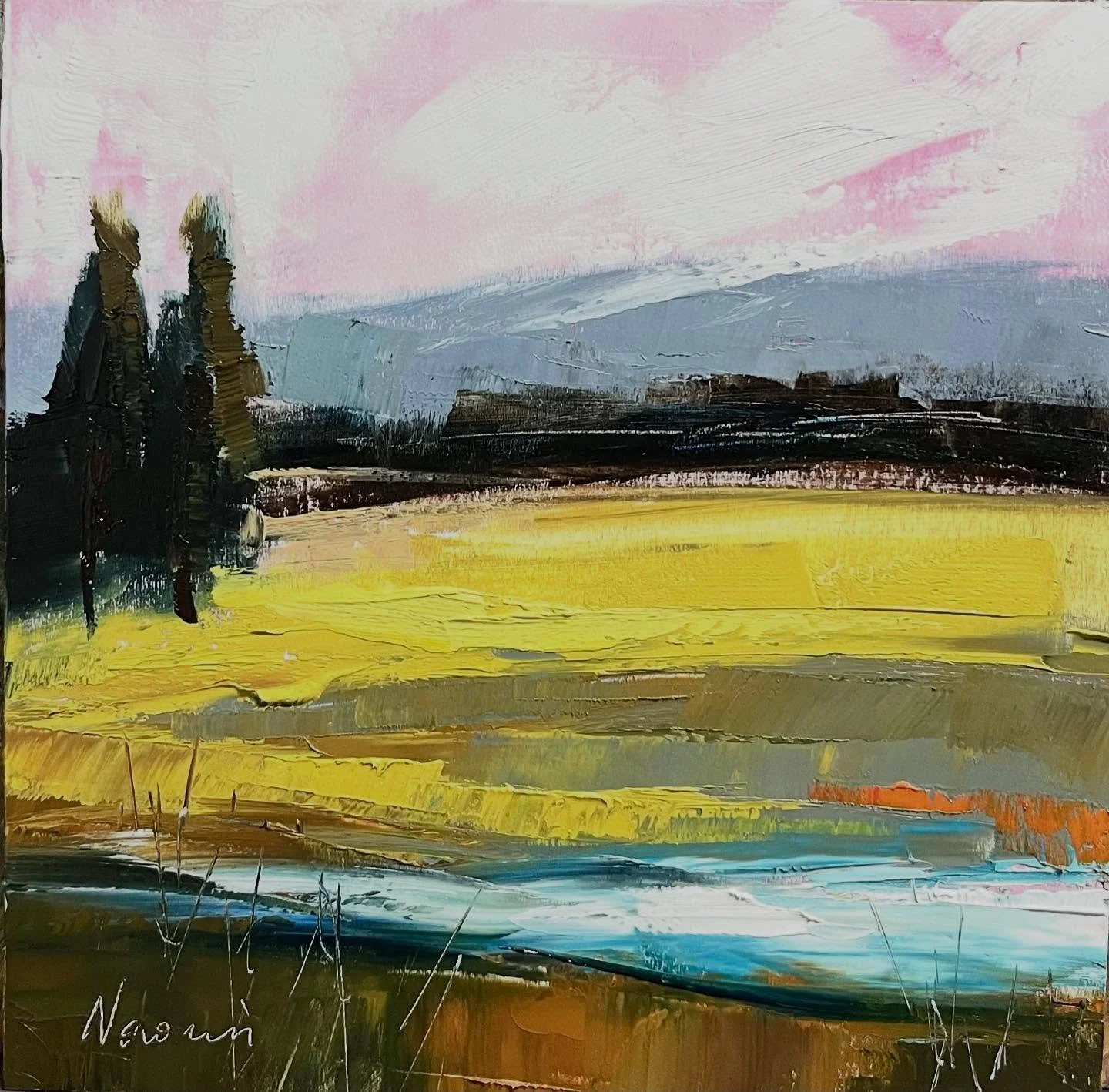 Abstract expressive landscape painting in oil. #abstractartwork #expressivearts #landscapepaintings #fallcolors
