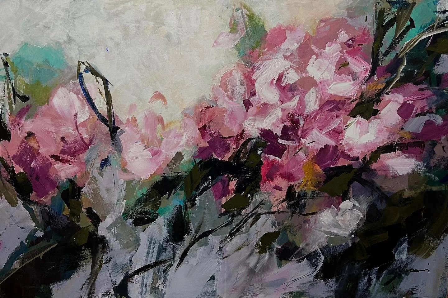 Abstract Floral painting in acrylic. 24x36. #floraldesigns #flowerart #flowerpainter