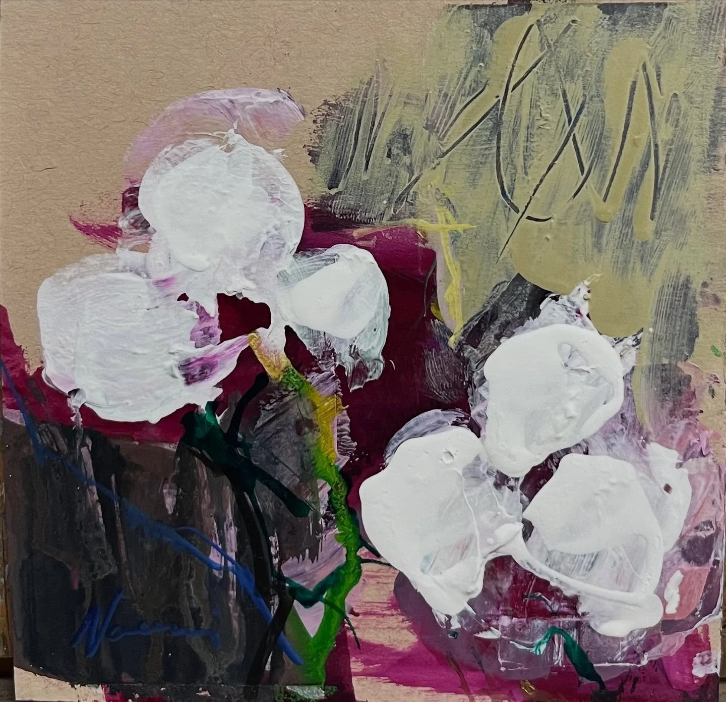 Another small abstract floral painting in acrylic done tonight. #smallpainting #smallartist #smallpainting #artgift