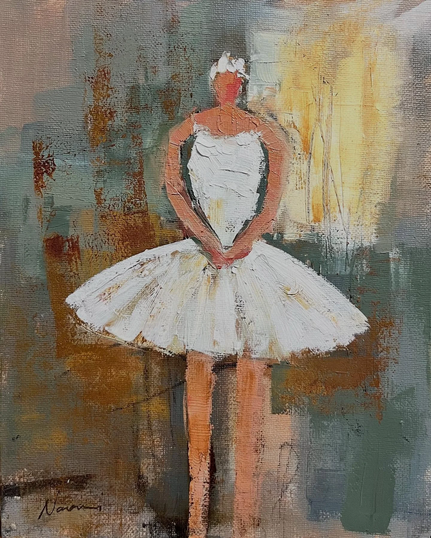 Figurative painting with abstract background in oil. #abstractartlover #figurativepainter #ballet #dancer