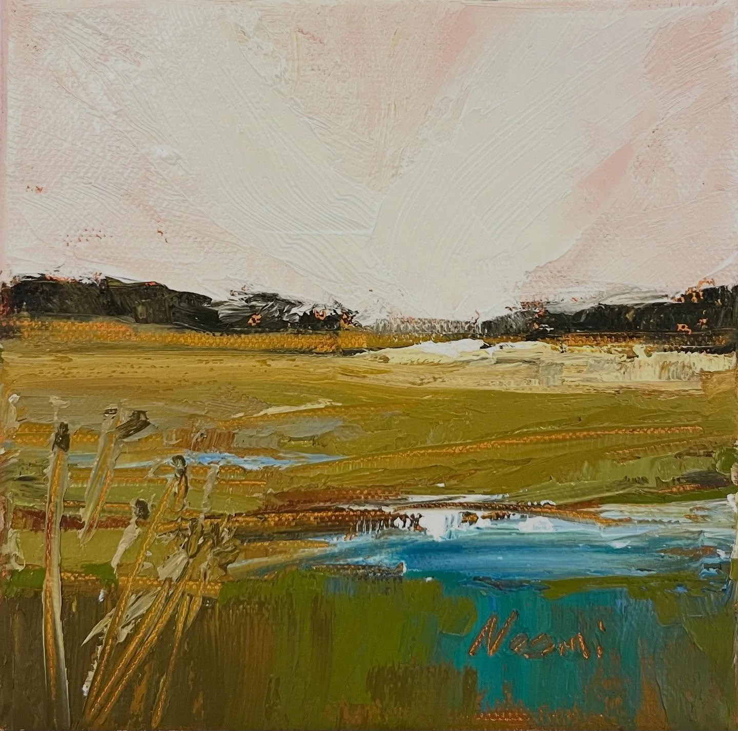 Abstract landscape with changing colors from summer to fall. #abstractartwork #natureart #abstractlandscape