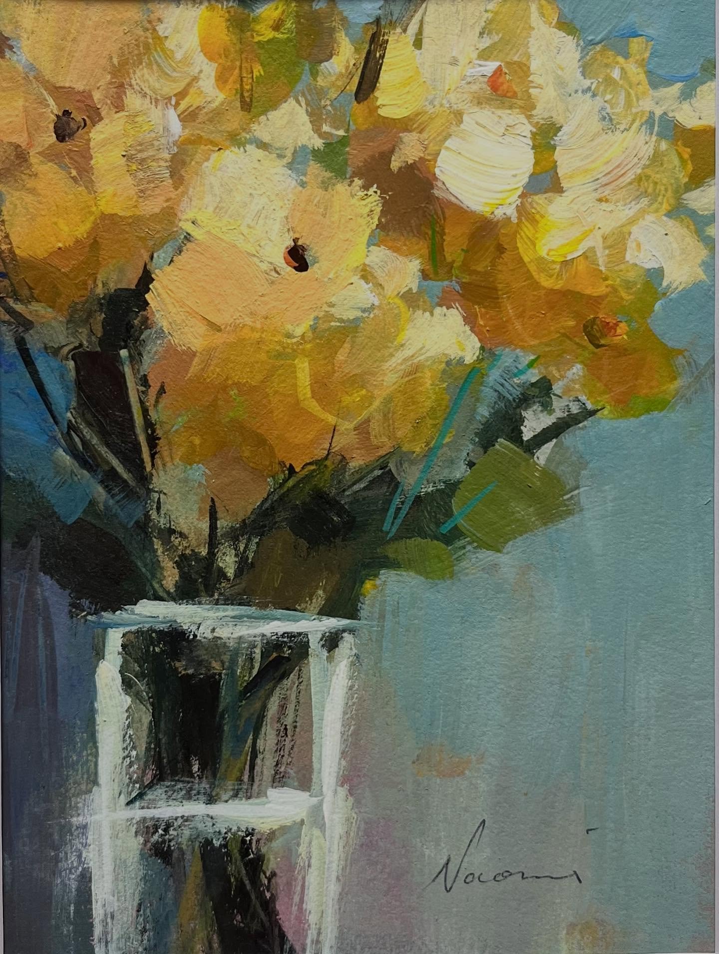 Abstract Floral painting in acrylic. #acrylicpainting #flowerart #yellow #holidaygifting