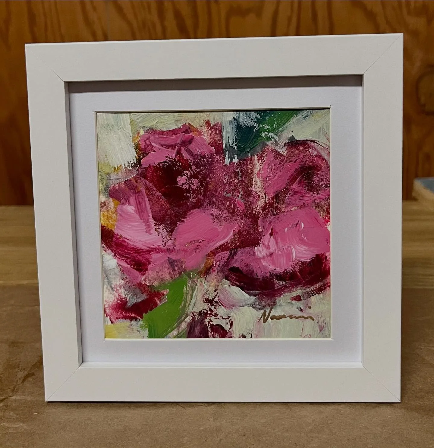 Abstract Floral painting in acrylic. It goes to the Pence Gallery for the Holiday Sale next week. This photo&rsquo;s got so much glare. It looks better in person so come see it. #abstractartwork #rose #rosepainting