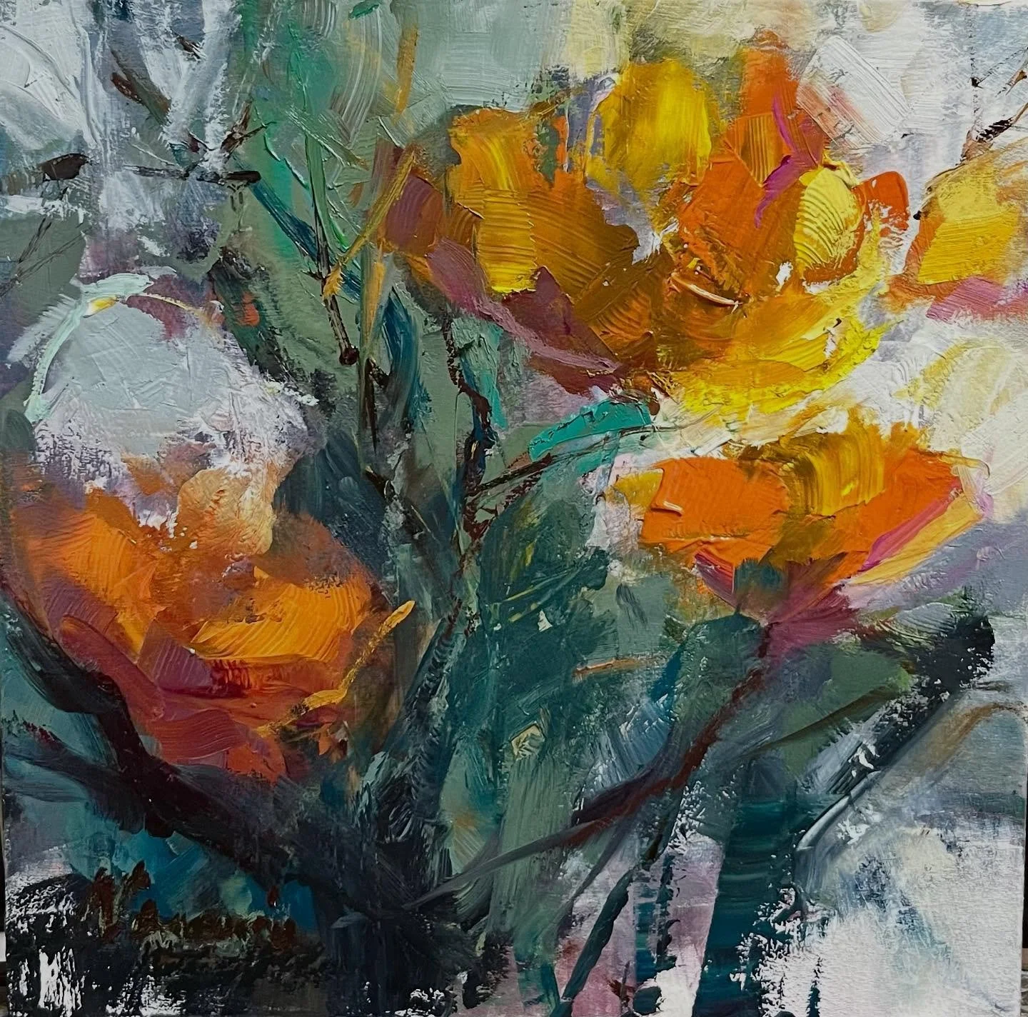 Edited piece of an abstract floral painting in oil. #flowerart #floralart #flowerdesign #abstractart