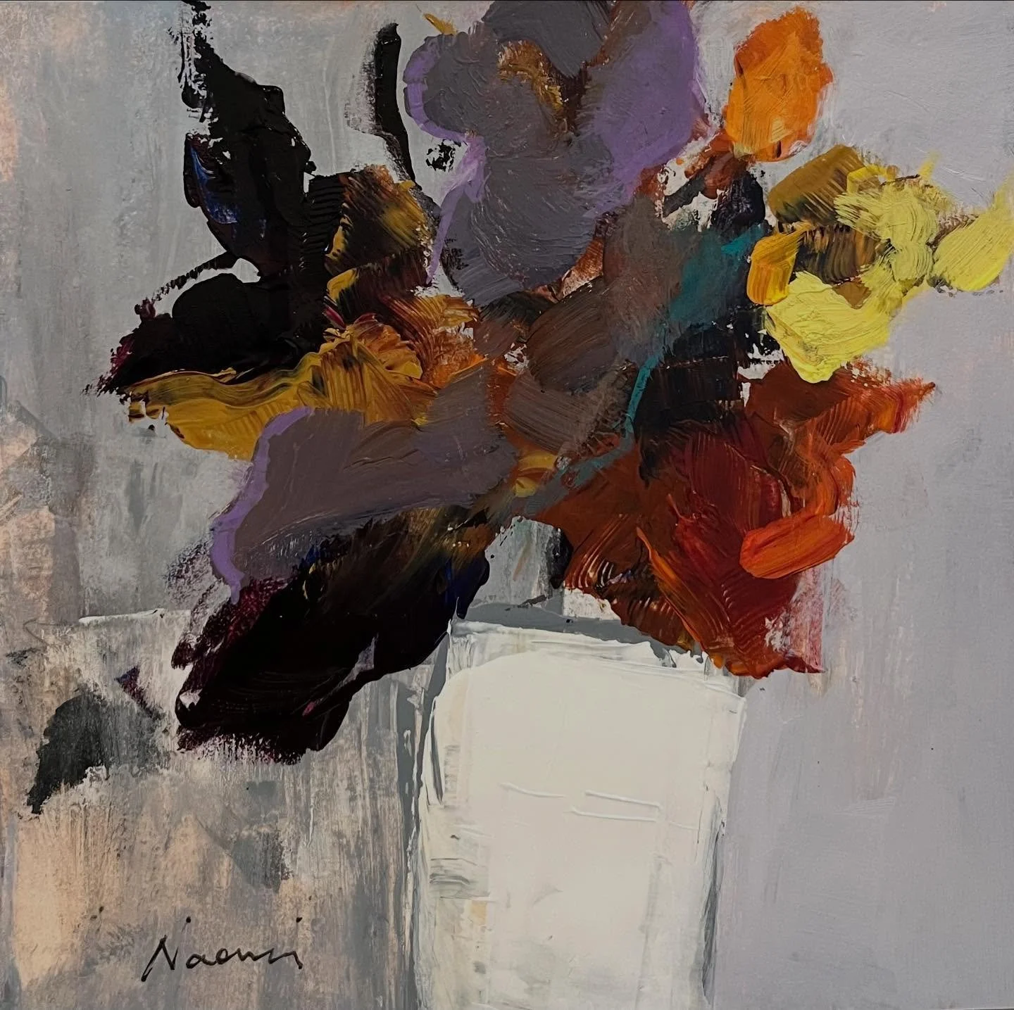 Finished piece of the painting last posted. I put some more vibrant colors and it makes me feel happier on a cold overcast day. #abstractartwork #contemporaryart #bayareaartist #sfart #northernca #sacramentoartists #artistcommunity