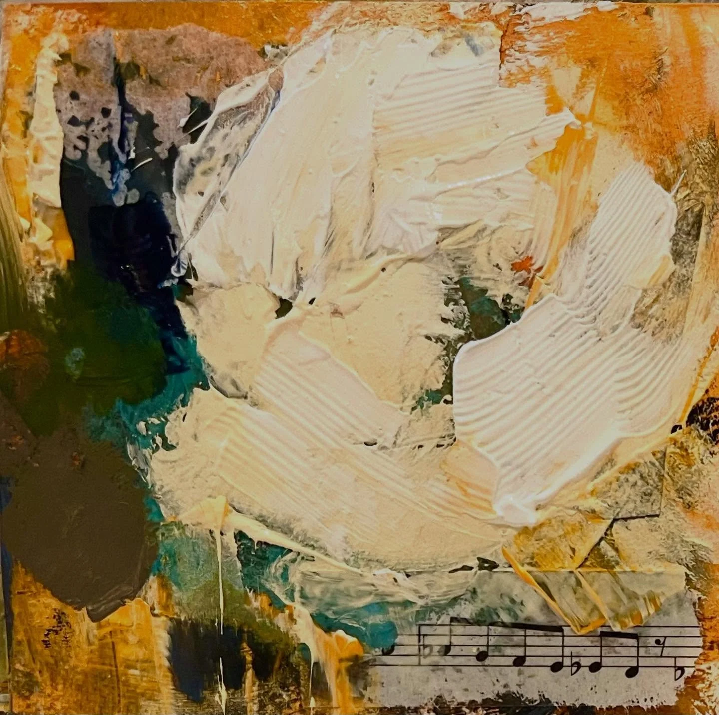 Small abstract floral painting with collage. #collageart #papercollage #artcollector #artgallery