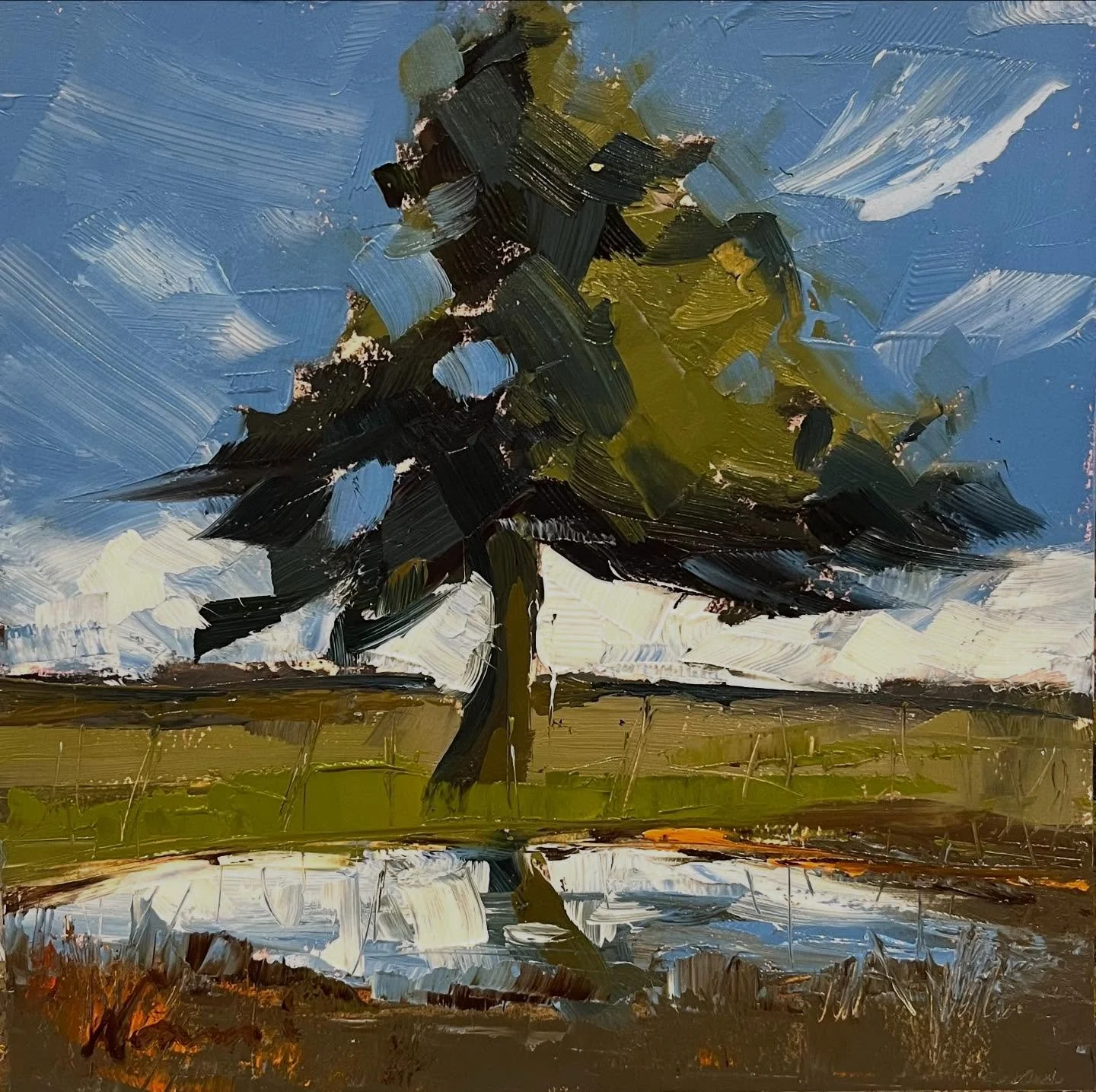 Landscape painting in oil, &ldquo;windy Winter Day&rdquo;. #landscapepainting #natureart #oilpainting