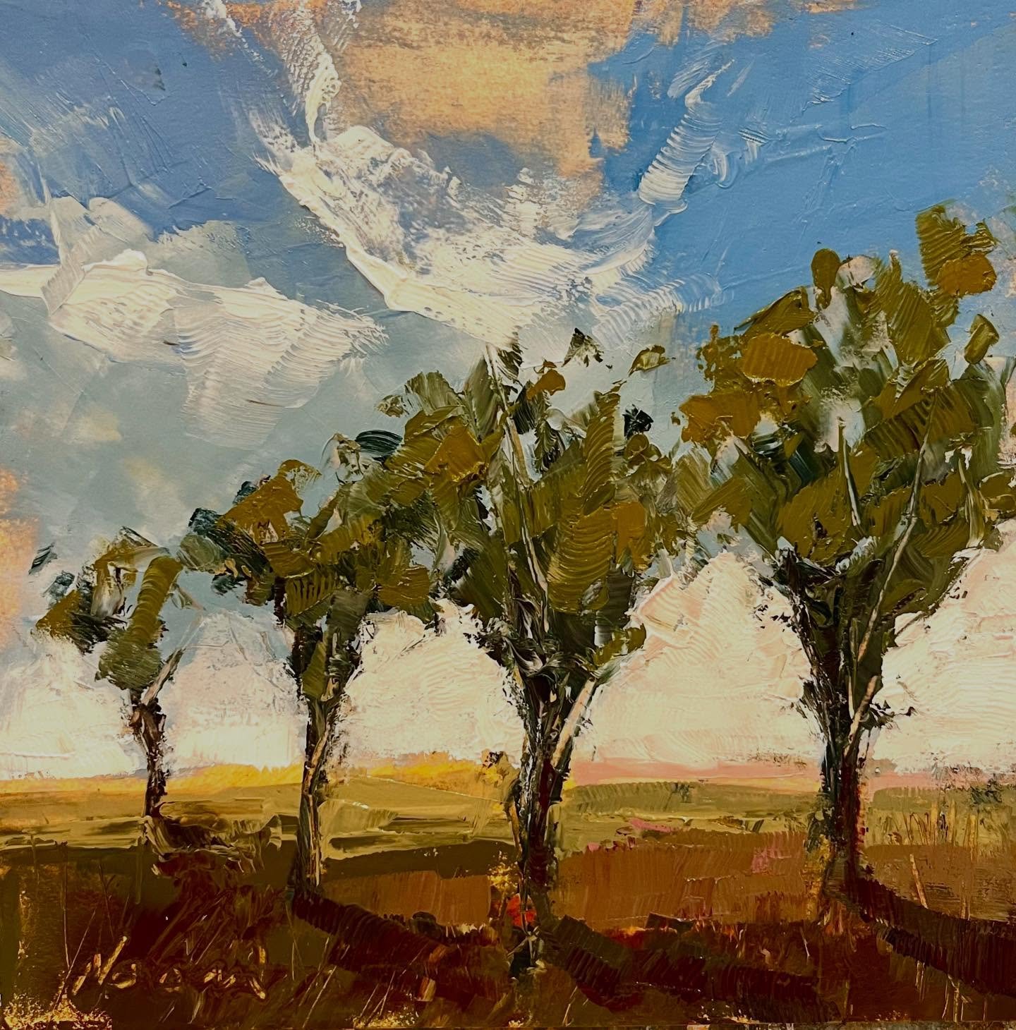 Have you noticed the change in the air, skies and all around us? Yes, spring is coming. #landscapepainting #natureart #oilpaintings #artcollector