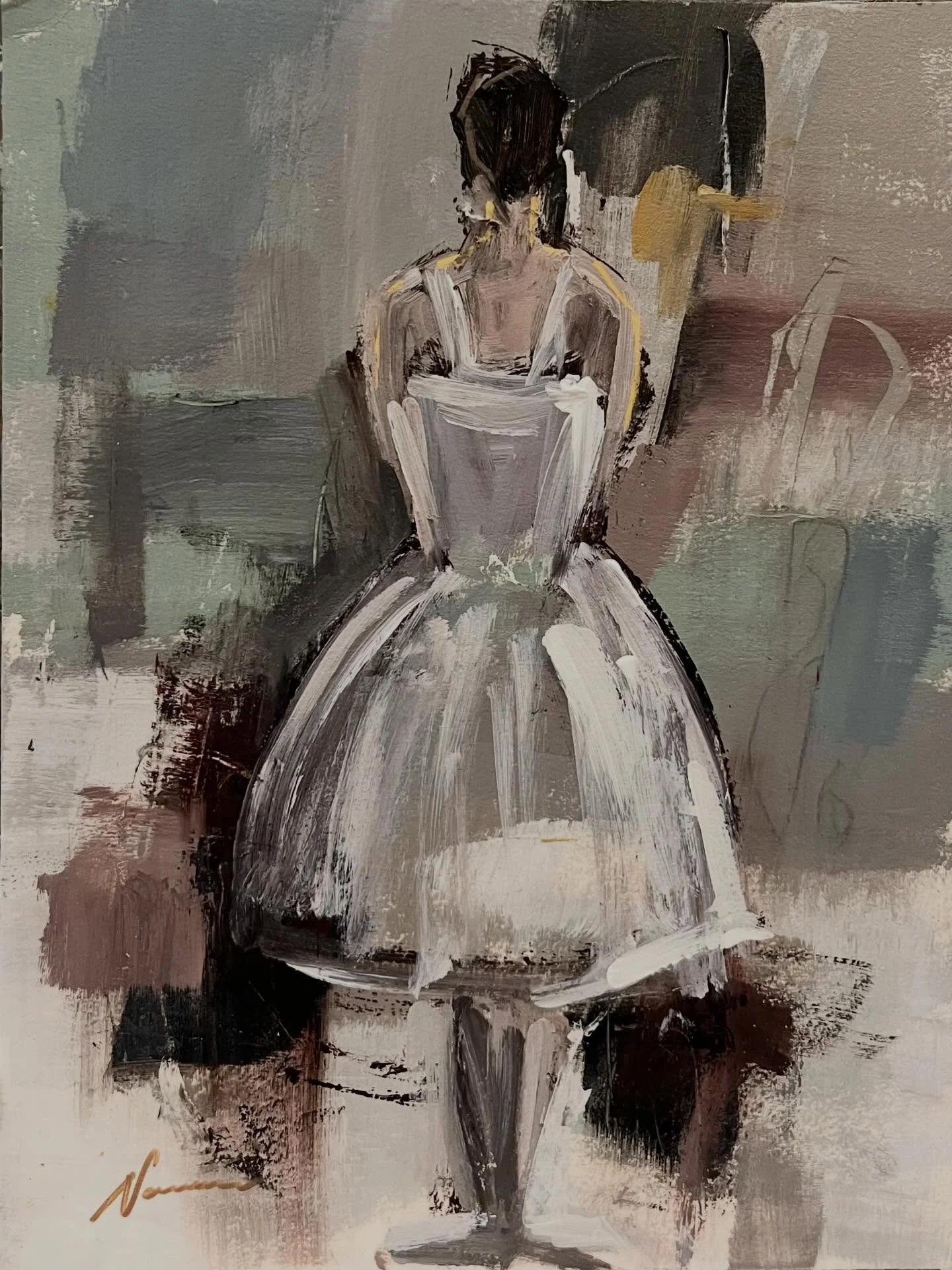 Abstract figurative painting in acrylic. 9x12. #abstractart #artbuyer #artcollector #staginghomes